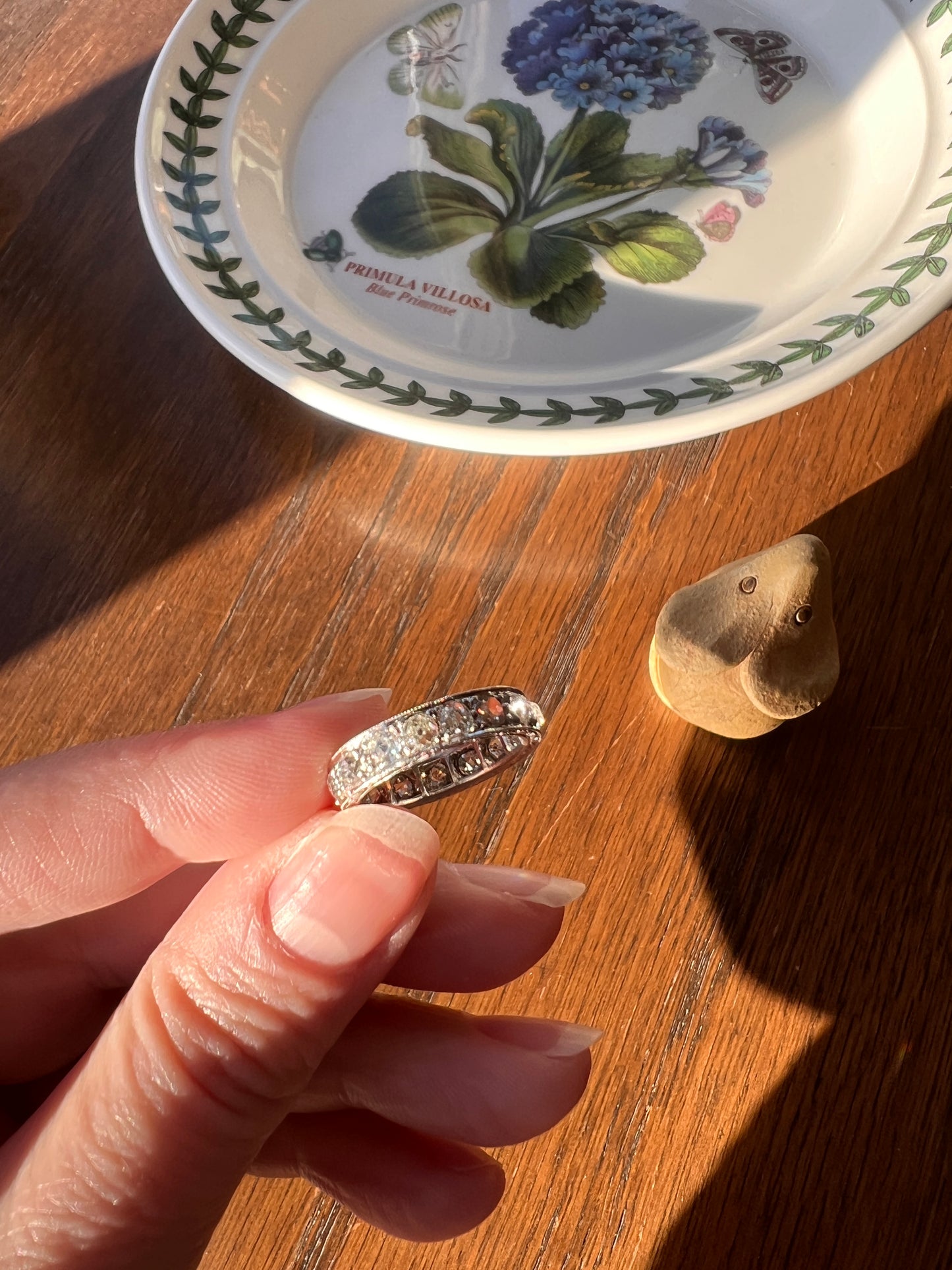 French ANTIQUE 2.5 Carats Old Mine Cut DIAMOND Full Eternity Band PLATINUM Ring Pinky Stacker