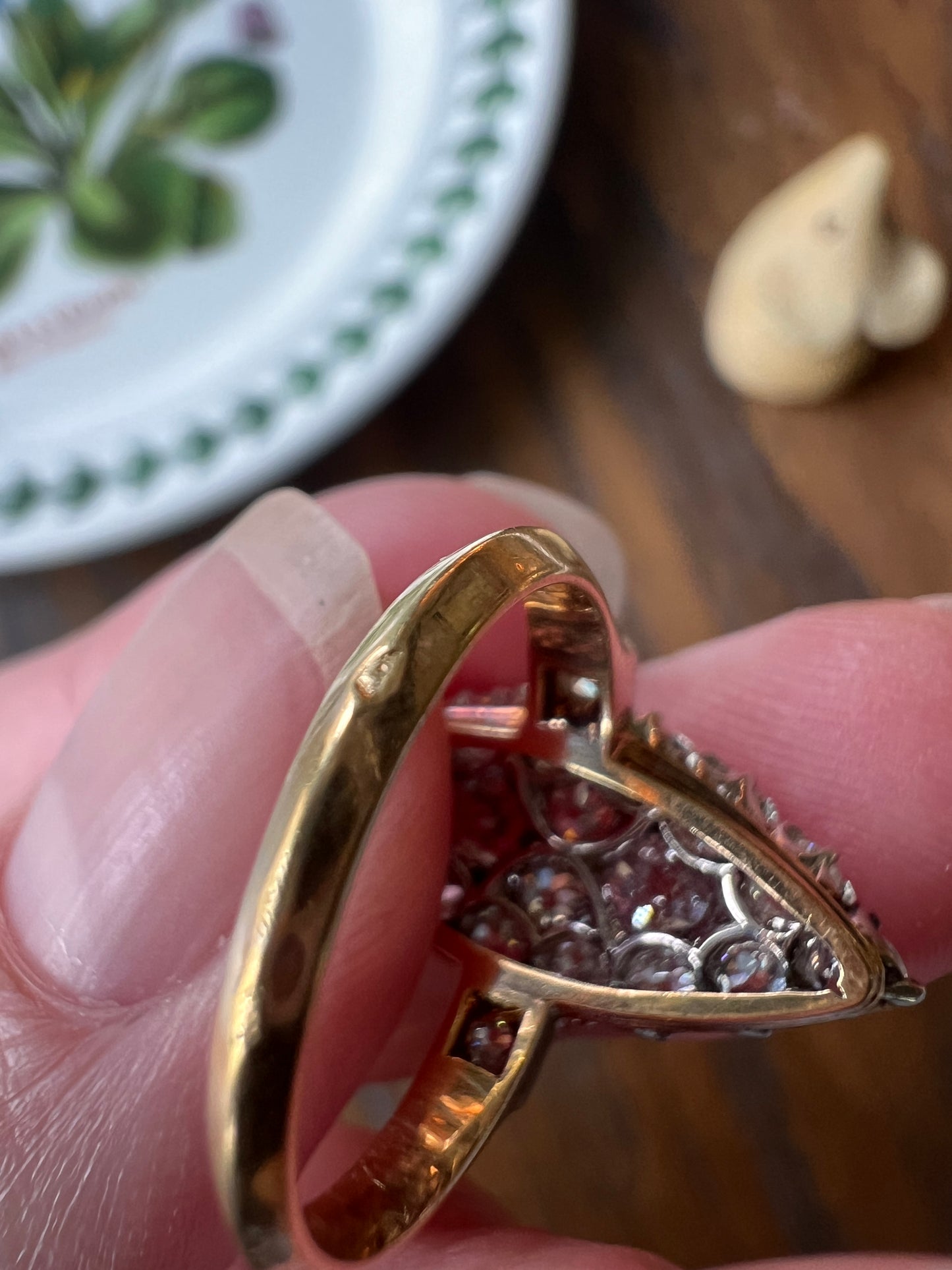 Unique Antique 1.75 Carat Old Mine Cut DIAMOND Toi et Moi Navette Cluster Ring French 18k Gold