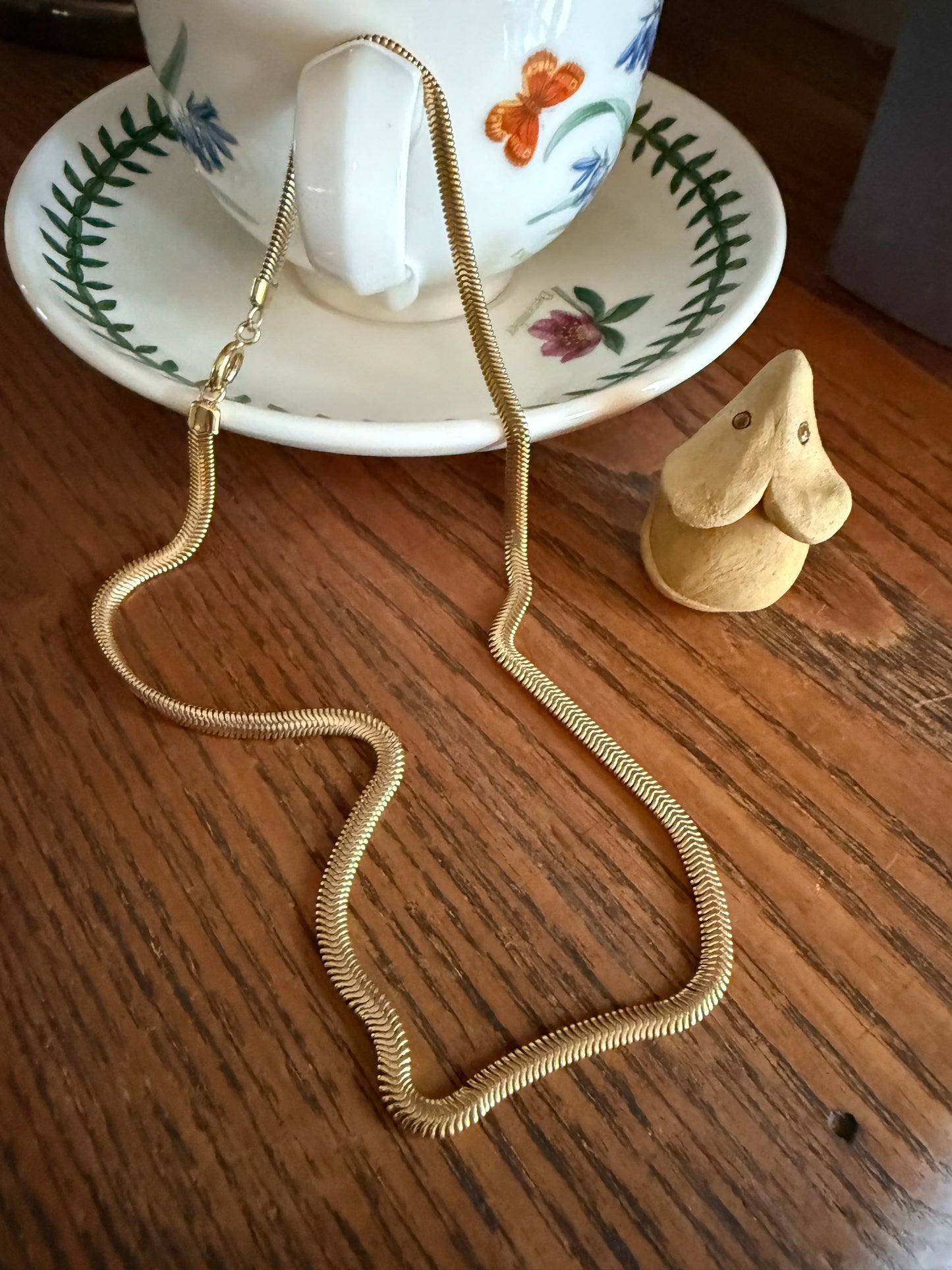 Retro Vintage Gold Filled Liquid Snake Chain Herringbone Layering Necklace