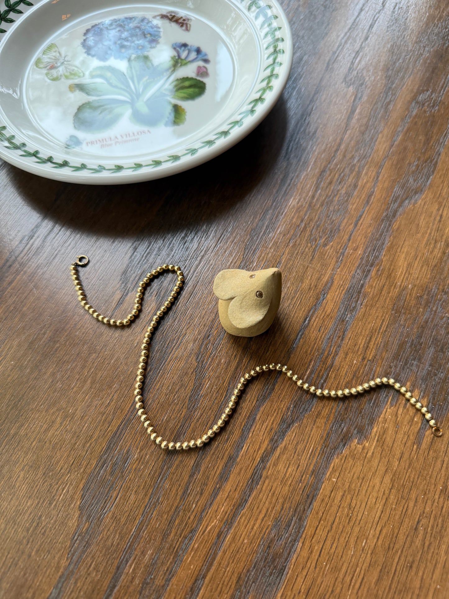 Vintage Mini Gold Filled Bead Pearl Chain Bracelet or Extender / Connector