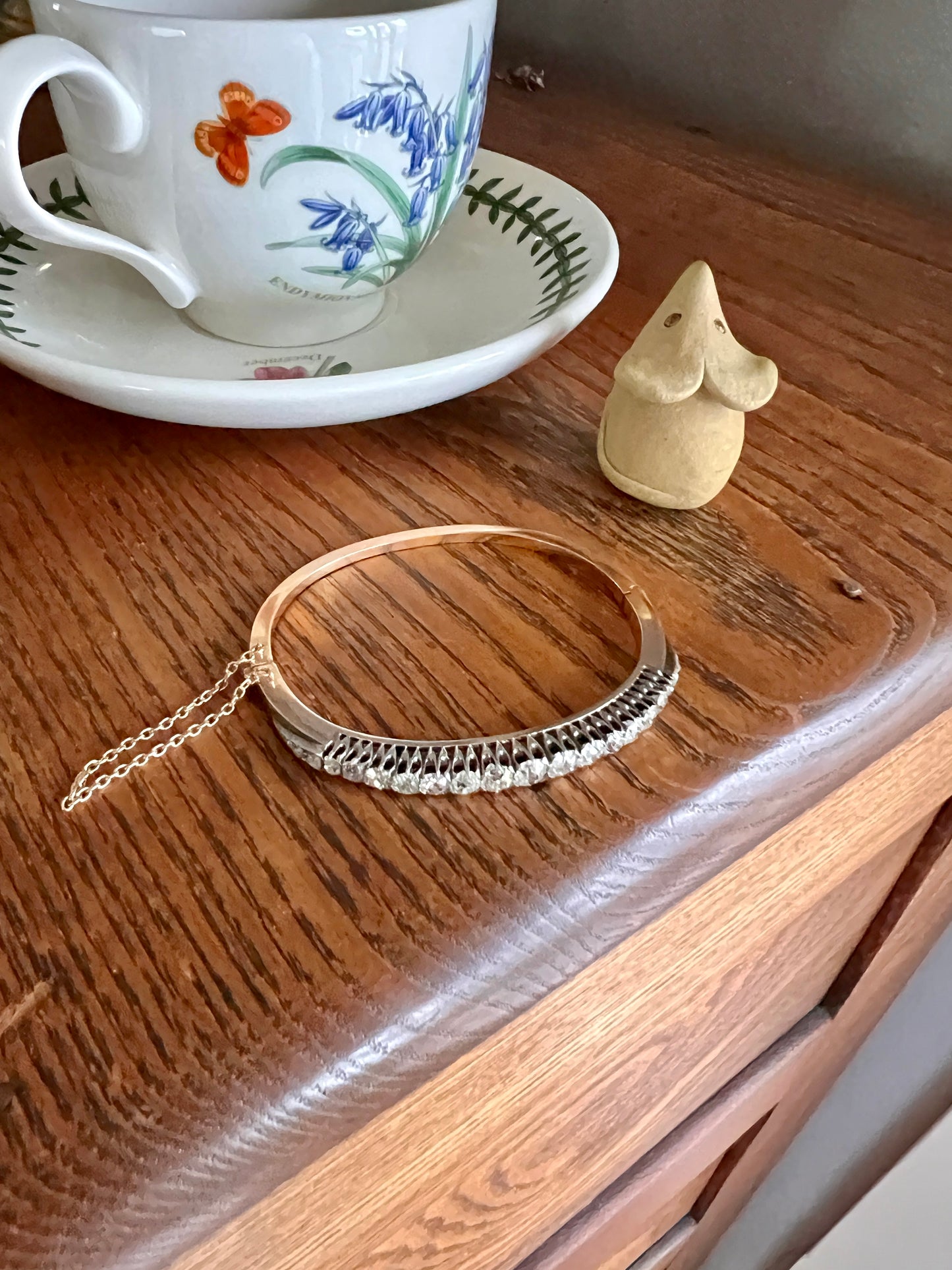 Antique 4.35 CARAT Old Mine Cut DIAMOND Encrusted Hinged Bangle Line Bracelet 18k Gold Victorian Wriststack