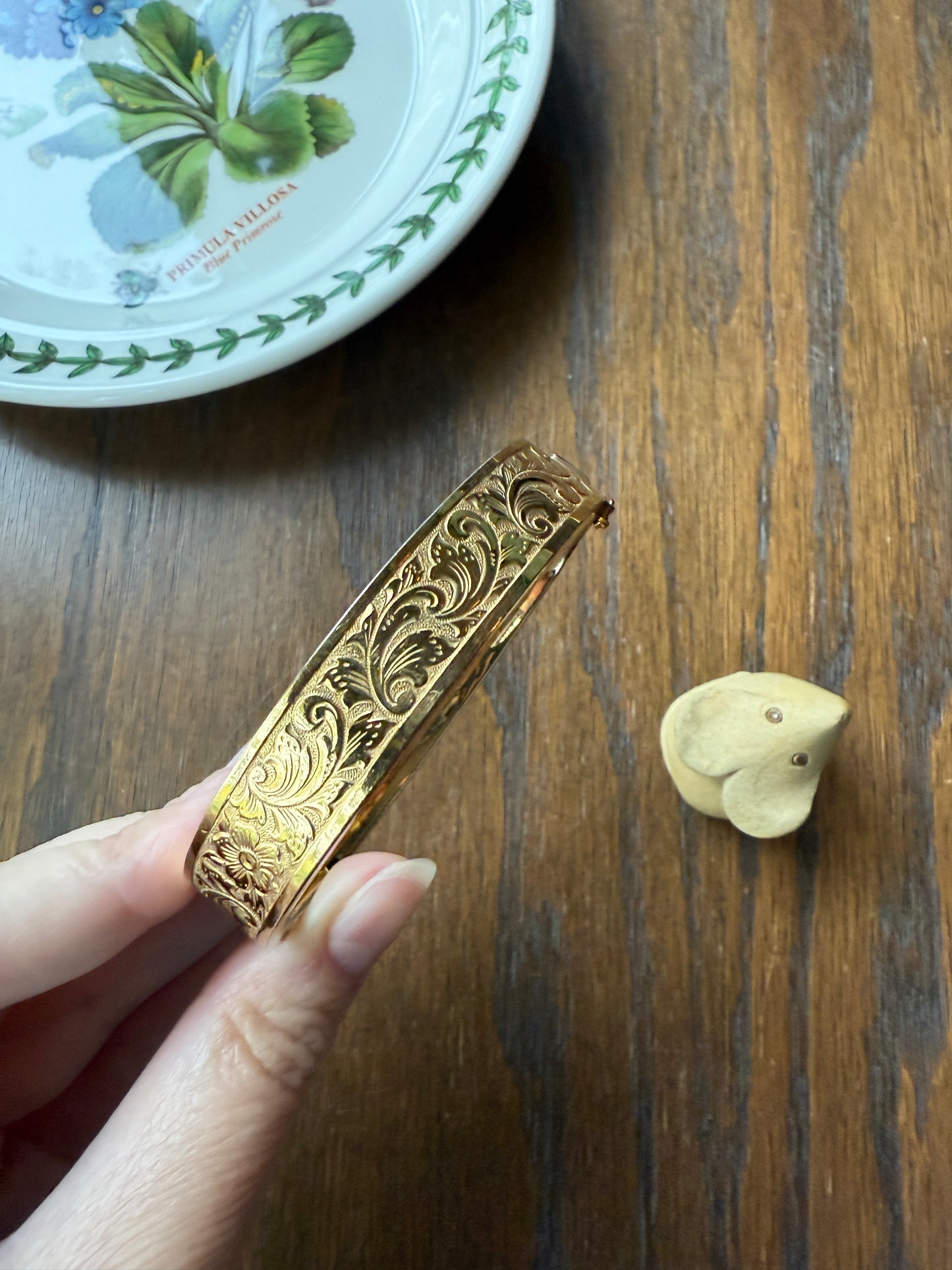French Vintage to Antique FLORAL Gold Filled Bracelet Hinged Bangle