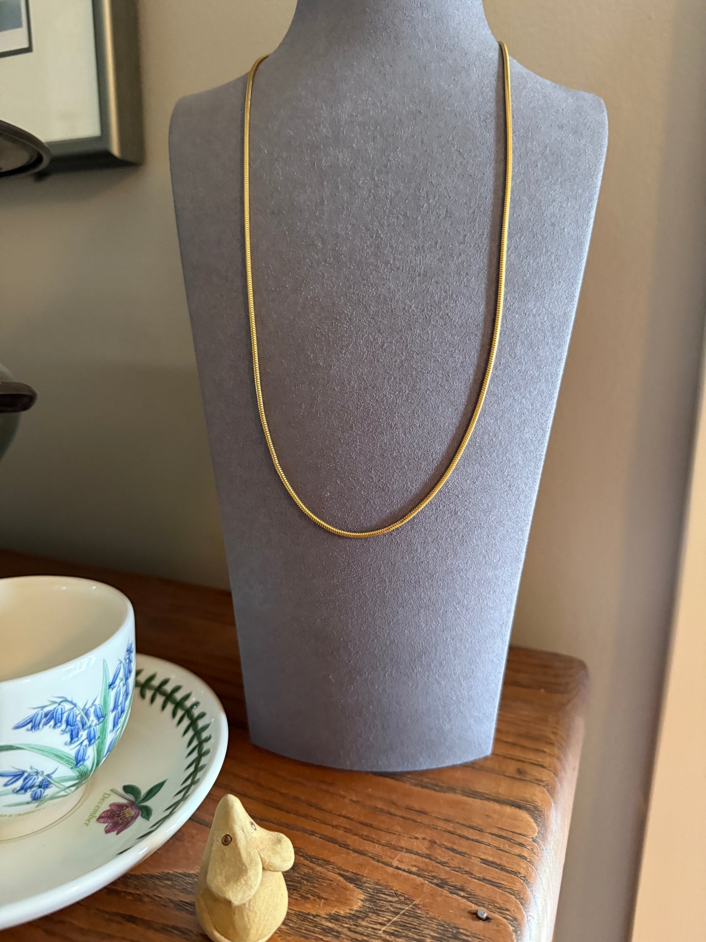 French Vintage Gold Filled Liquid Snake Tube Chain Layering Long Necklace