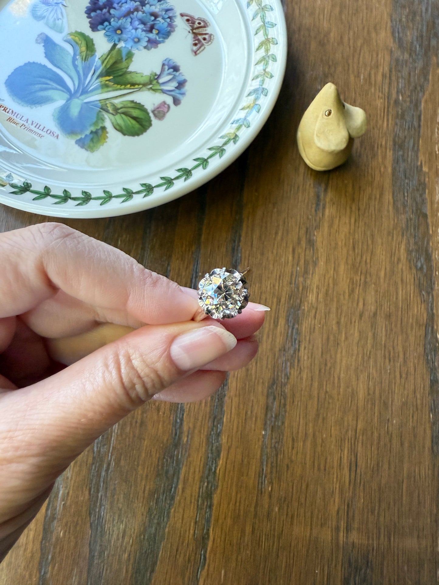 Special French Original Antique 3.5 CARAT Old European Cut DIAMOND Eye Clean Solitaire Engagement Ring 18k Rosy Gold Platinum Fiery OEC