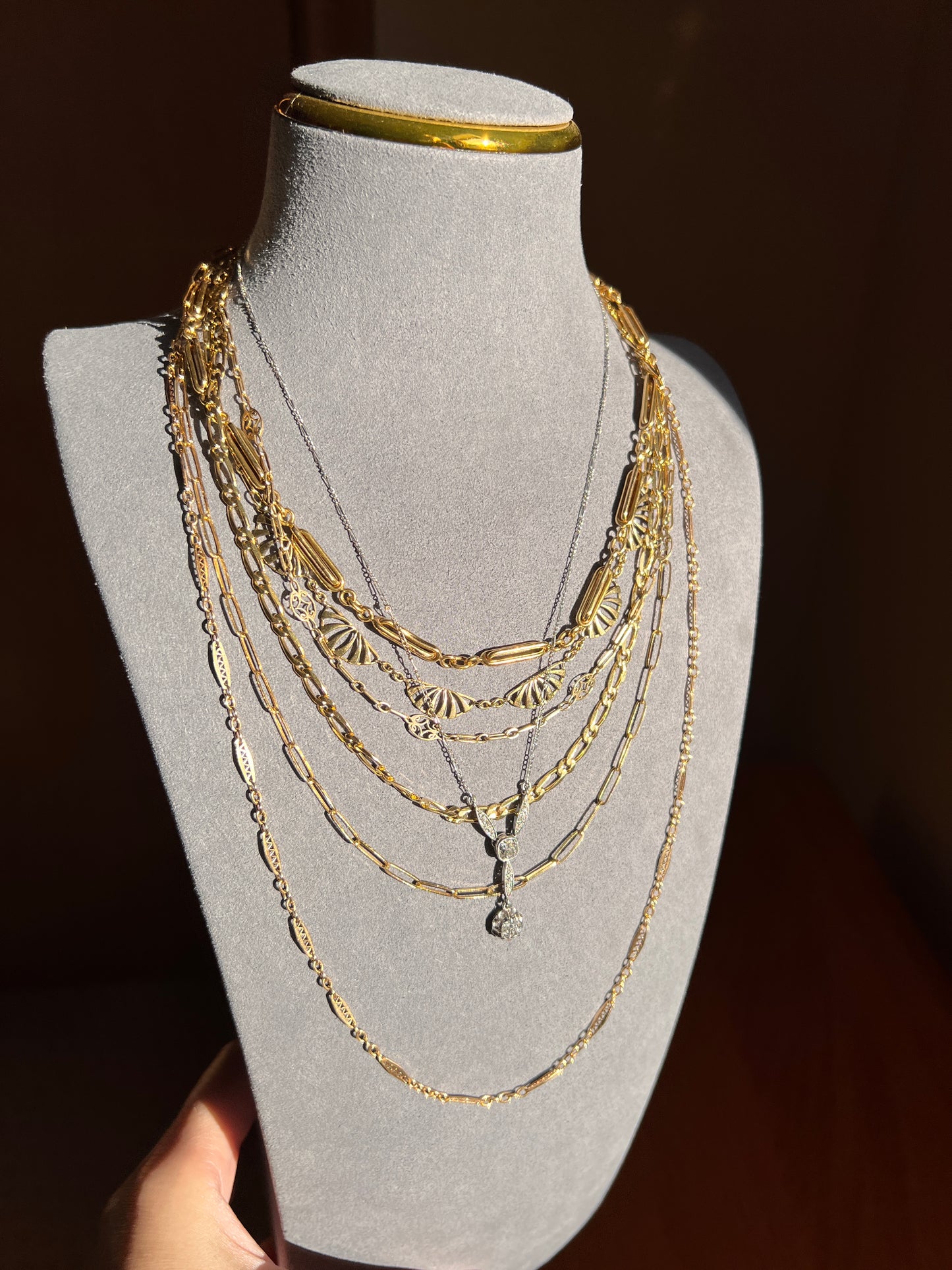 Art Deco 1.2 Carat Old Mine Cut DIAMOND French Antique 18k White Gold & Platinum Y Pendant on Chain Necklace