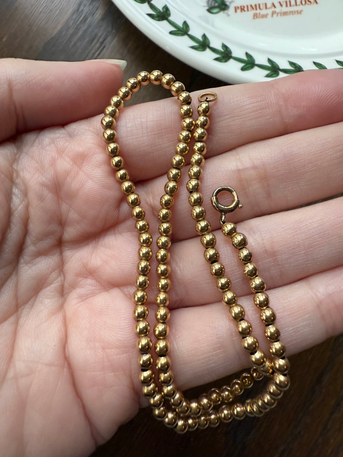 Vintage Mini Gold Filled Bead Pearl Chain Bracelet or Extender / Connector