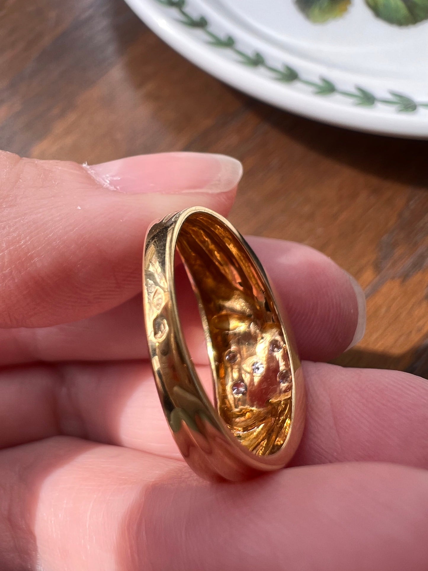 French Vintage Diamond SQUARE Face Gadroon Winged Swirl RING 18k GOLD Gypsy Wide Band Yellow White Stacker Romantic Gift for Her Minimalist