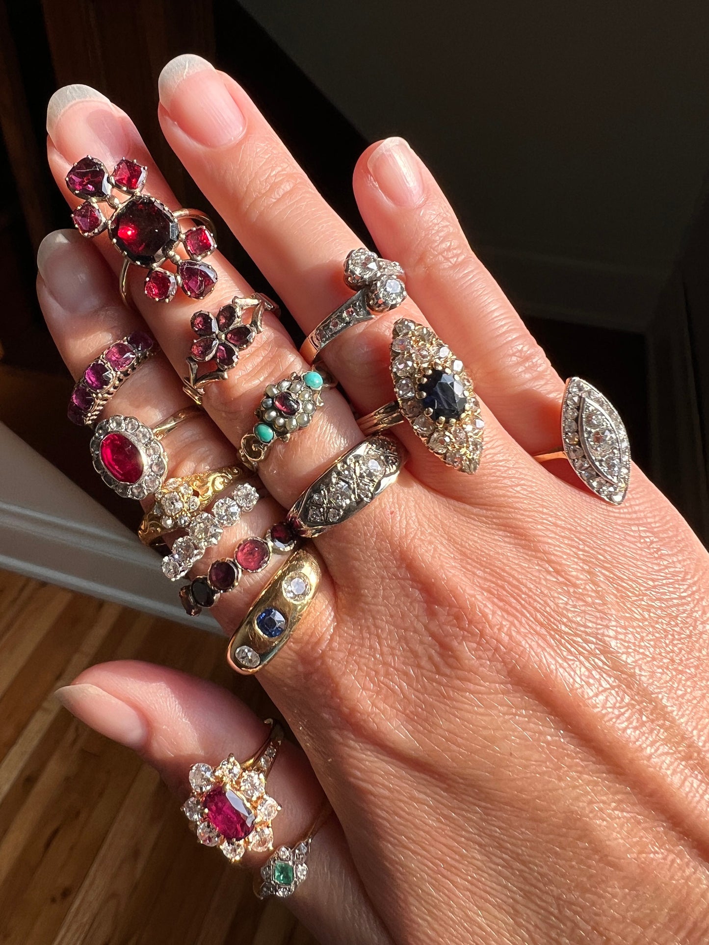 Toi et Moi French ANTIQUE .75 Carat Old Mine Cut DIAMOND Rose Cuts 18k Gold Stacker Band Romantic Gift You and Me Belle Epoque Victorian OMC