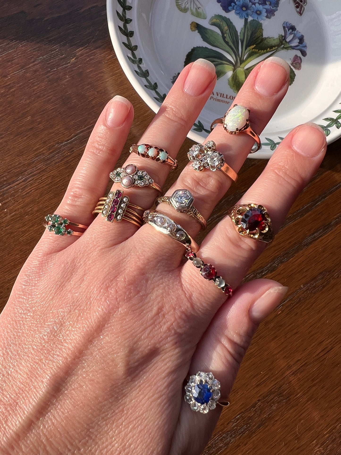 Antique Natural RUBY Pearl Triple Linear Movable SLIDE Ring Unique Harem MULTI Band Victorian French 18k Gold Spinner Art Nouveau Geometric