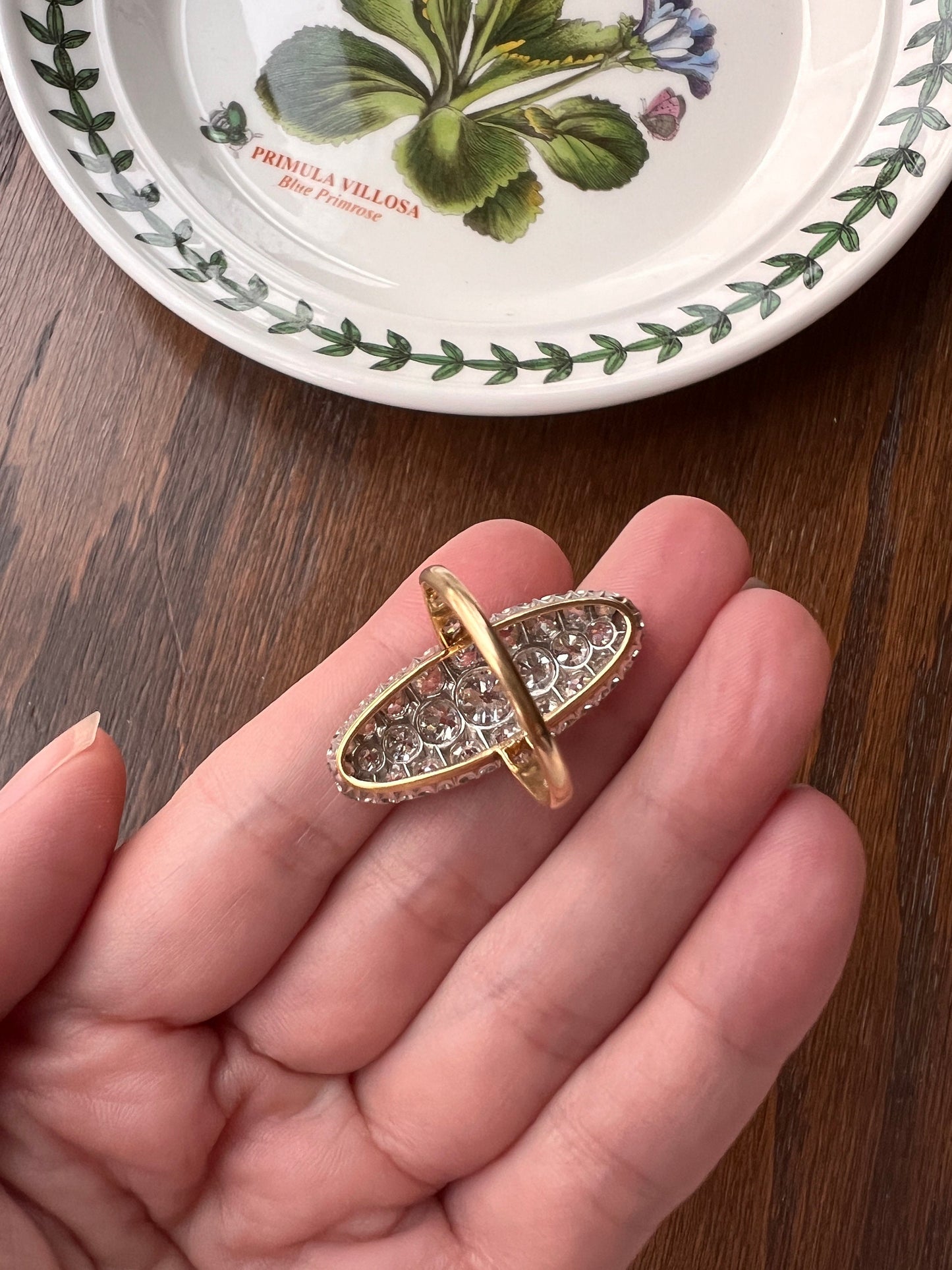 XL Oval French ANTIQUE 3.2 Carat 29 Old Mine Cut DIAMOND 15 Rose Cluster Ring 18k Gold Belle Epoque Romantic Gift OmC Edwardian Early 1900s