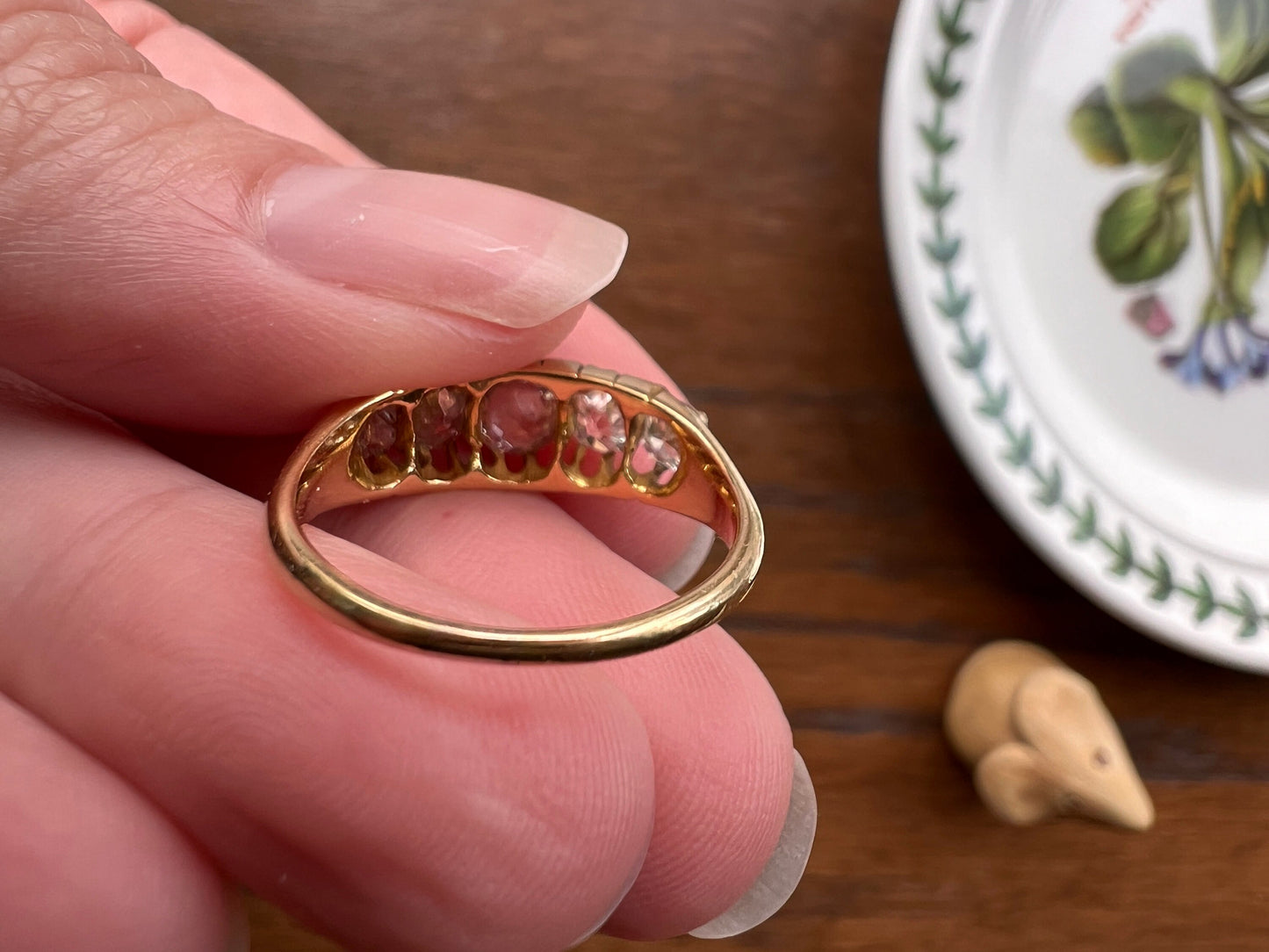 1 Carat Victorian ANTIQUE Five Stone Stacker Band Ring Old Mine Cut DIAMONDS Transitional Cut Buttercup Belcher Stacker Romantic Gift OmC