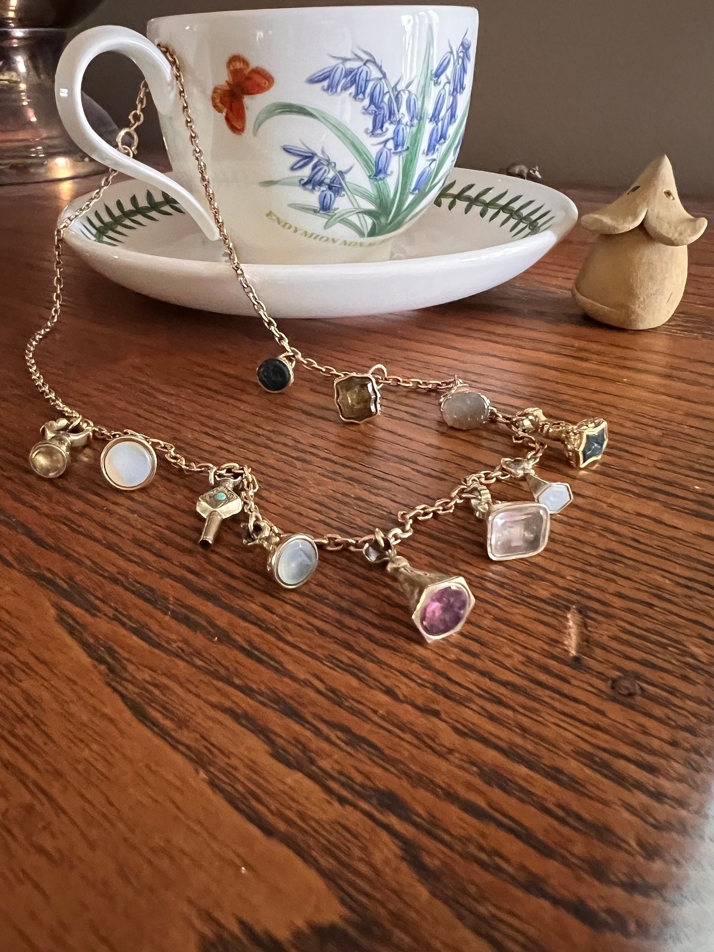 One of a Kind Twelve Piece VICTORIAN Antique FOBS Necklace Birds Horse Key Thistle Intaglio Chain 9k to 14k Gold Neckmess Quartz Bloodstone