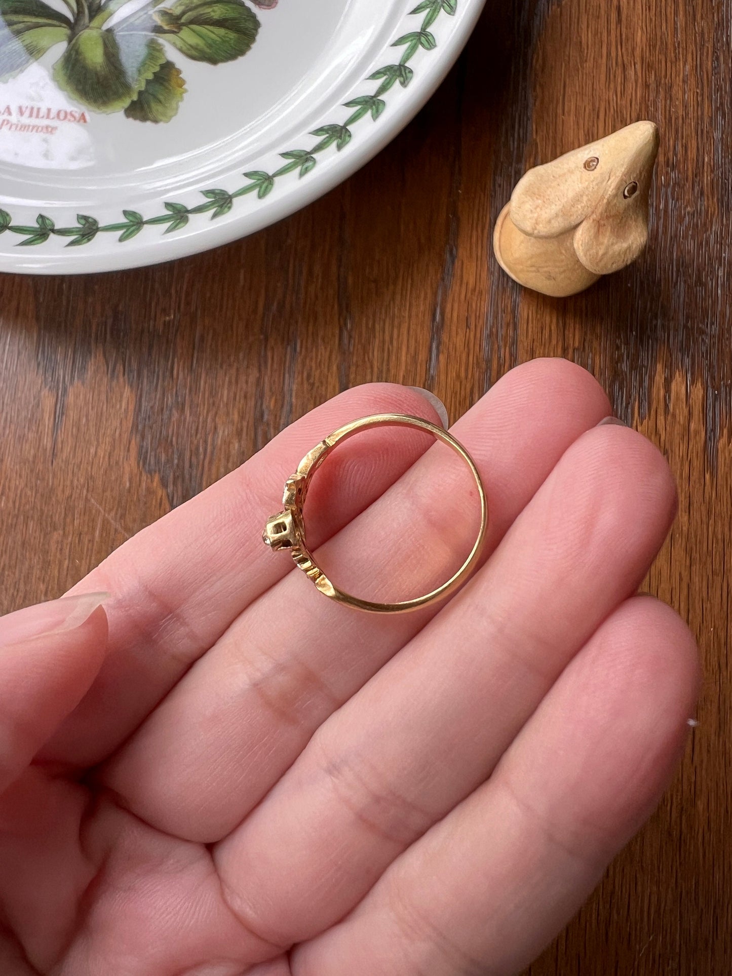 TULIPS Old Mine Rose Cut Diamond French Antique Belle Epoque Ring 18k Gold Art Nouveau Victorian Ornate Sparkle Floral Swirl Romantic Gift