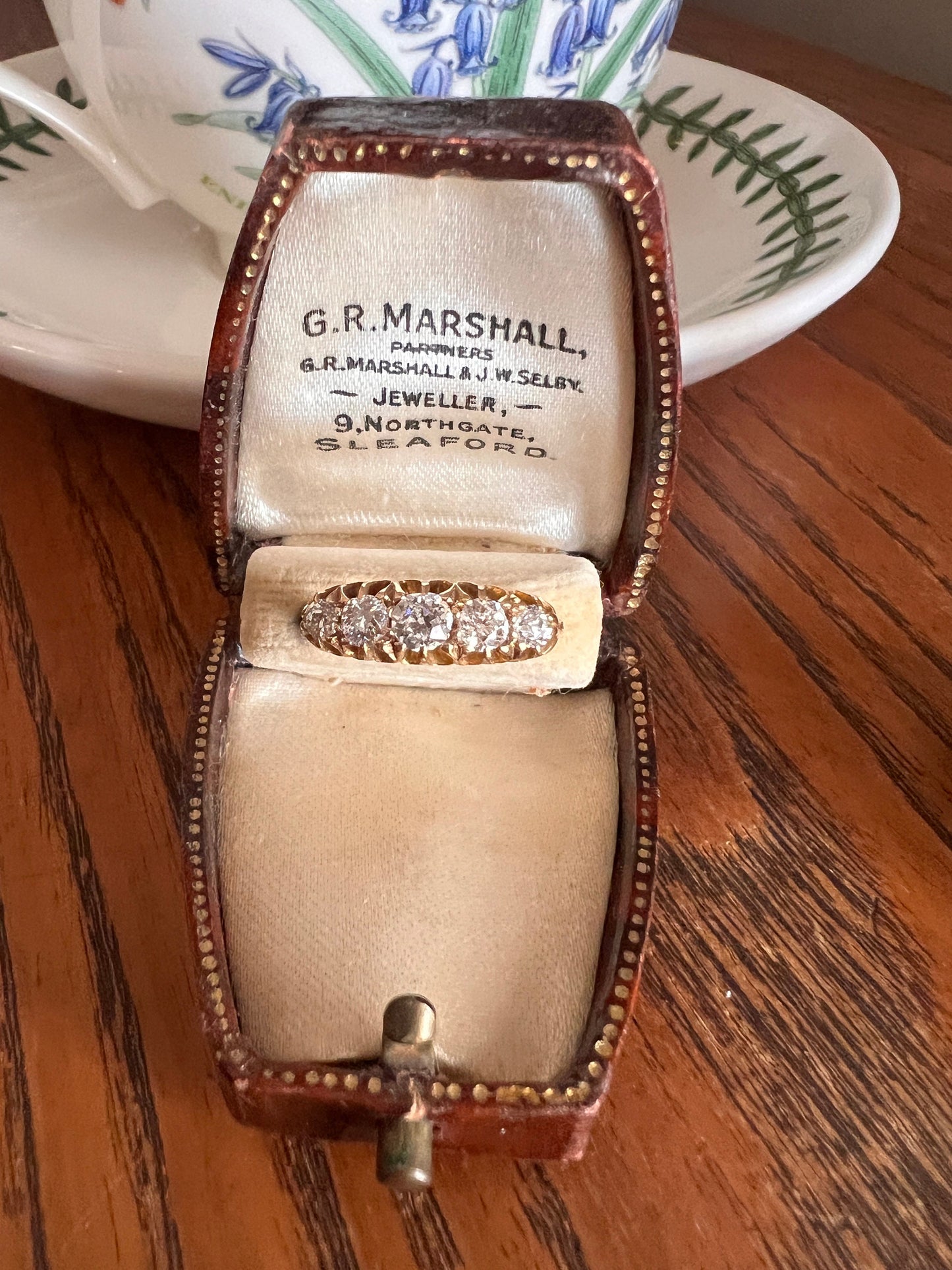 Victorian ANTIQUE .65 Carat Five Stone Stacker Band Ring 18k Gold Old Mine Cut DIAMONDS Buttercup Belcher Stacker Love Gift OmC Half Hoop