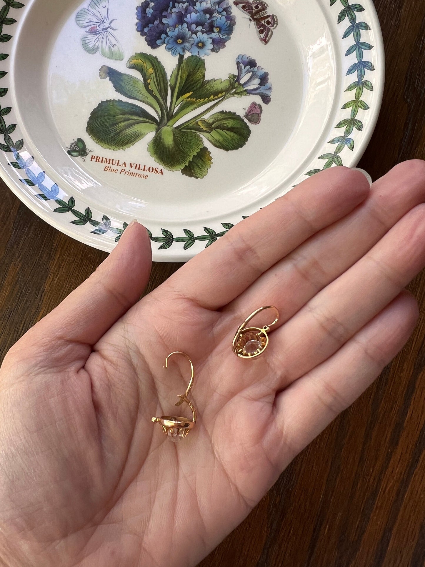 FRENCH Antique Art Nouveau 18k GOLD Cushion Cut Paste 1.5ctw Dangle Dormeuse EARRINGs BUTTERCUP Victorian Belle Epoque Bridal Something Old