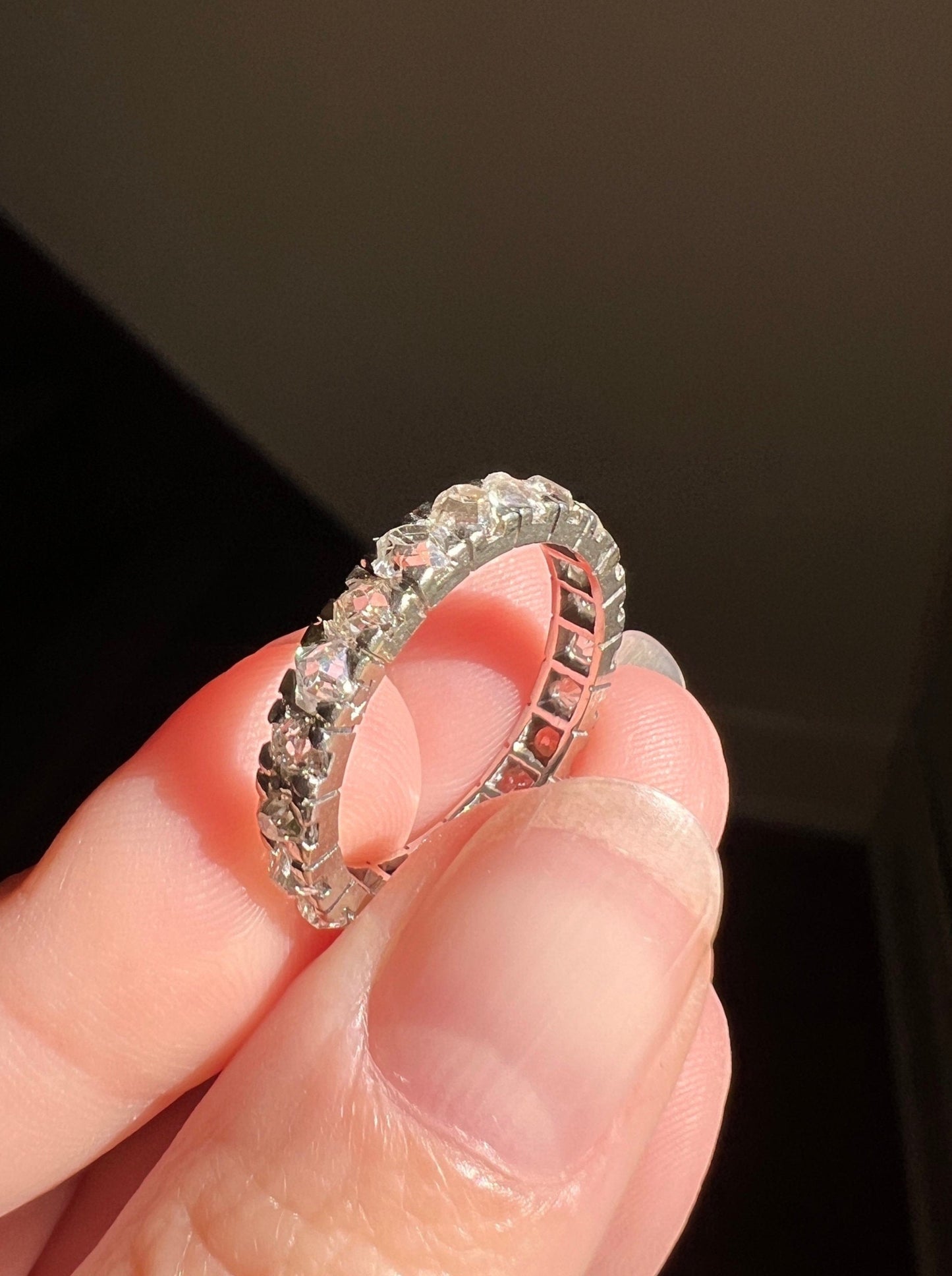 diamond full eternity old mine 18k gold ring antique band gift jewelry