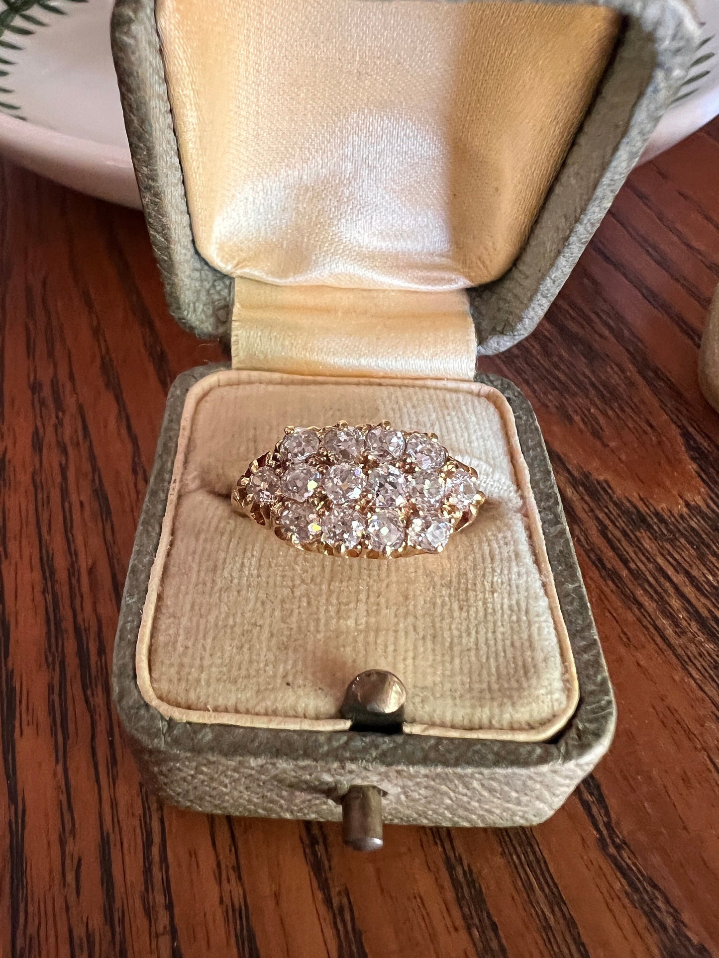Victorian Antique 1.4 Carat Old Mine Cut DIAMOND Cobblestone GRID Cluster Ring 18k Gold Ring Stacker Band Romantic Gift 1.4ct OMC Geometric