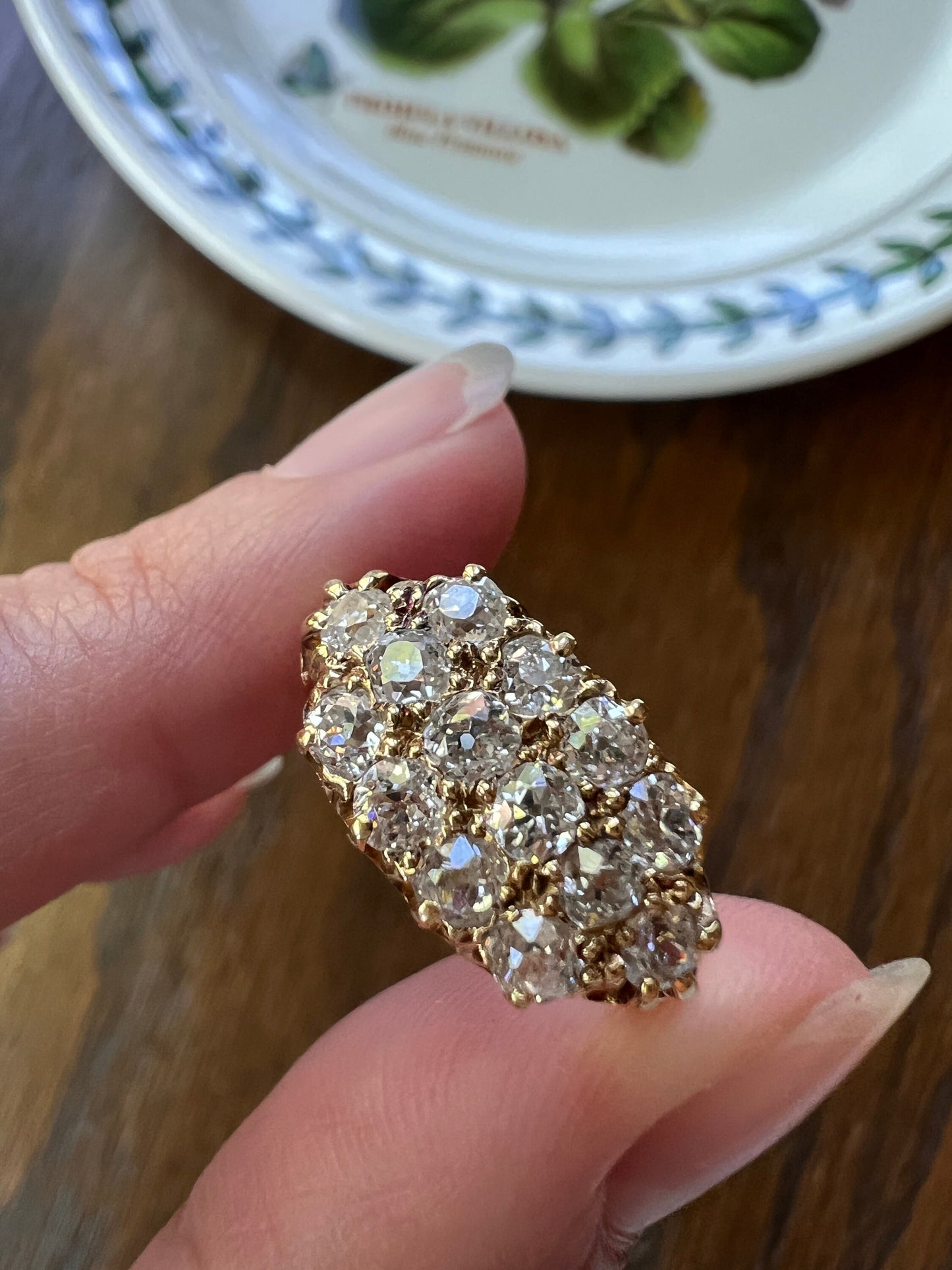 Victorian Antique 1.4 Carat Old Mine Cut DIAMOND Cobblestone GRID Cluster Ring 18k Gold Ring Stacker Band Romantic Gift 1.4ct OMC Geometric