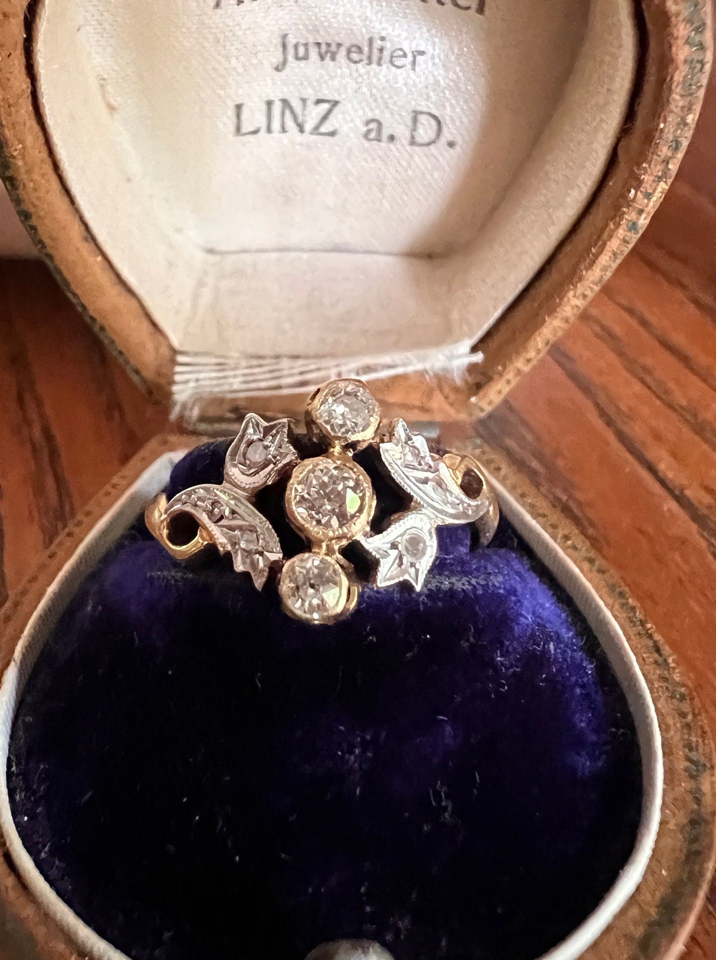 floral gift ring antique jewelry French tulip romantic stacker