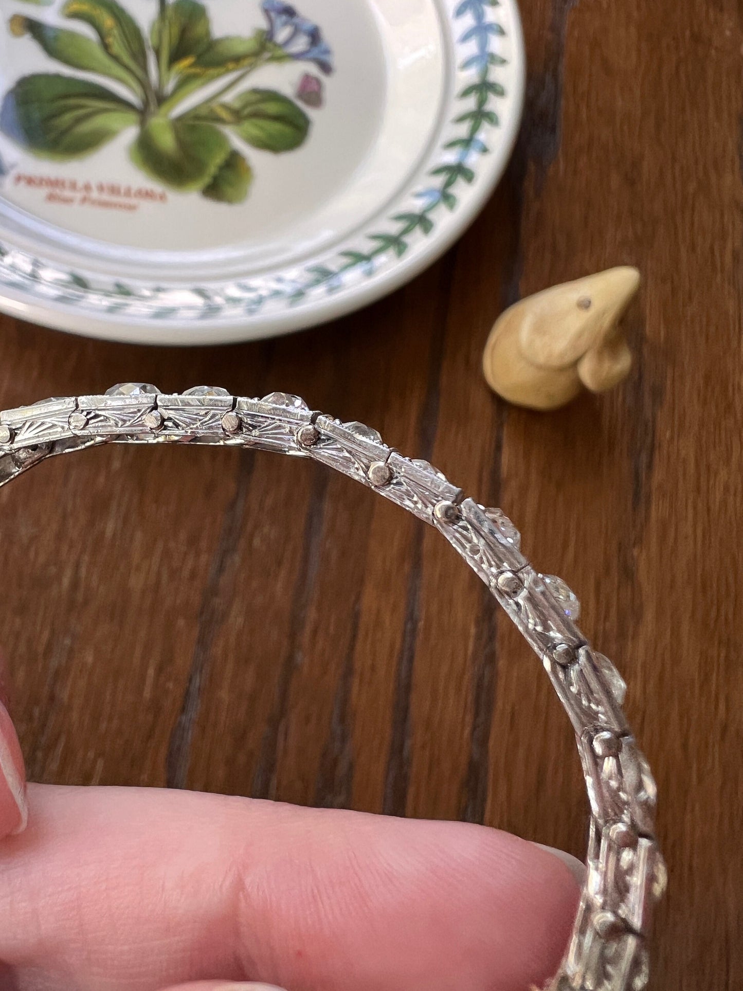 Antique 8 CARAT 32 Old Mine Cut DIAMOND Line Bracelet PLATINUM French Edwardian Geometric Engraved Wriststack Belle Epoque OmC Tennis 8Ctw