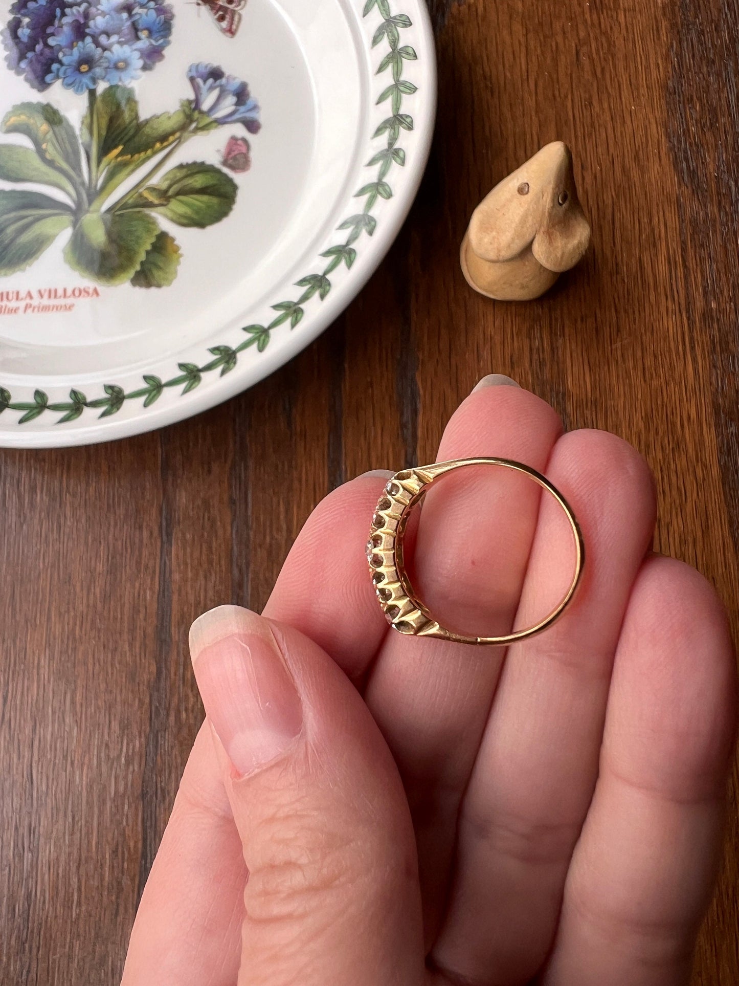 Victorian ANTIQUE .65 Carat Five Stone Stacker Band Ring 18k Gold Old Mine Cut DIAMONDS Buttercup Belcher Stacker Love Gift OmC Half Hoop