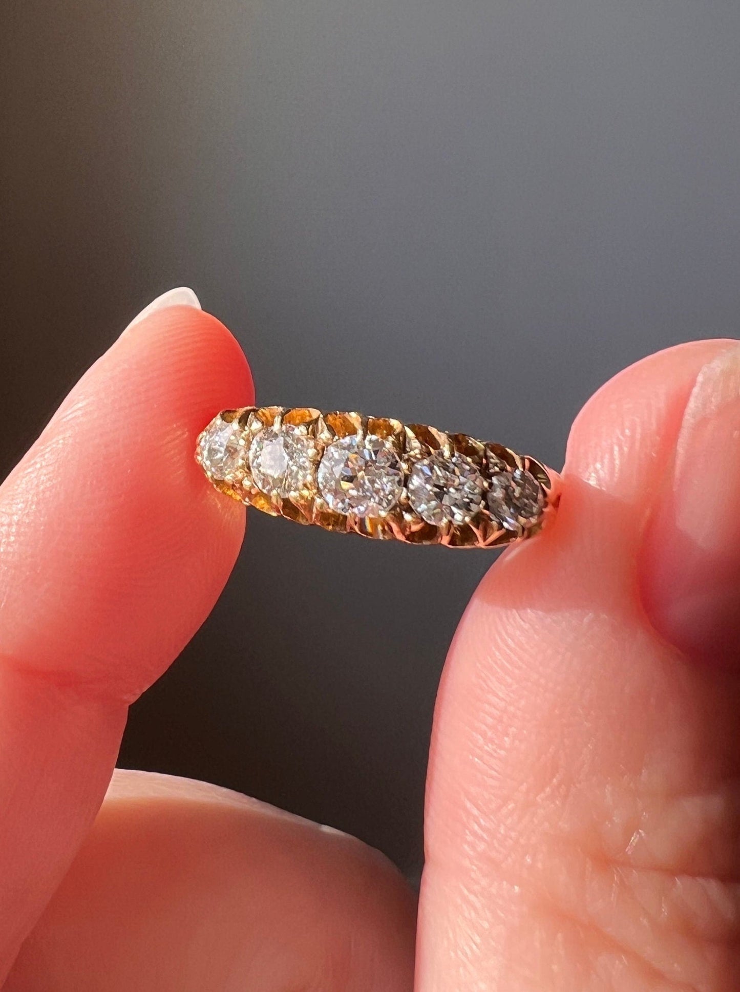 five stone half hoop victorian antique ring jewelry gift