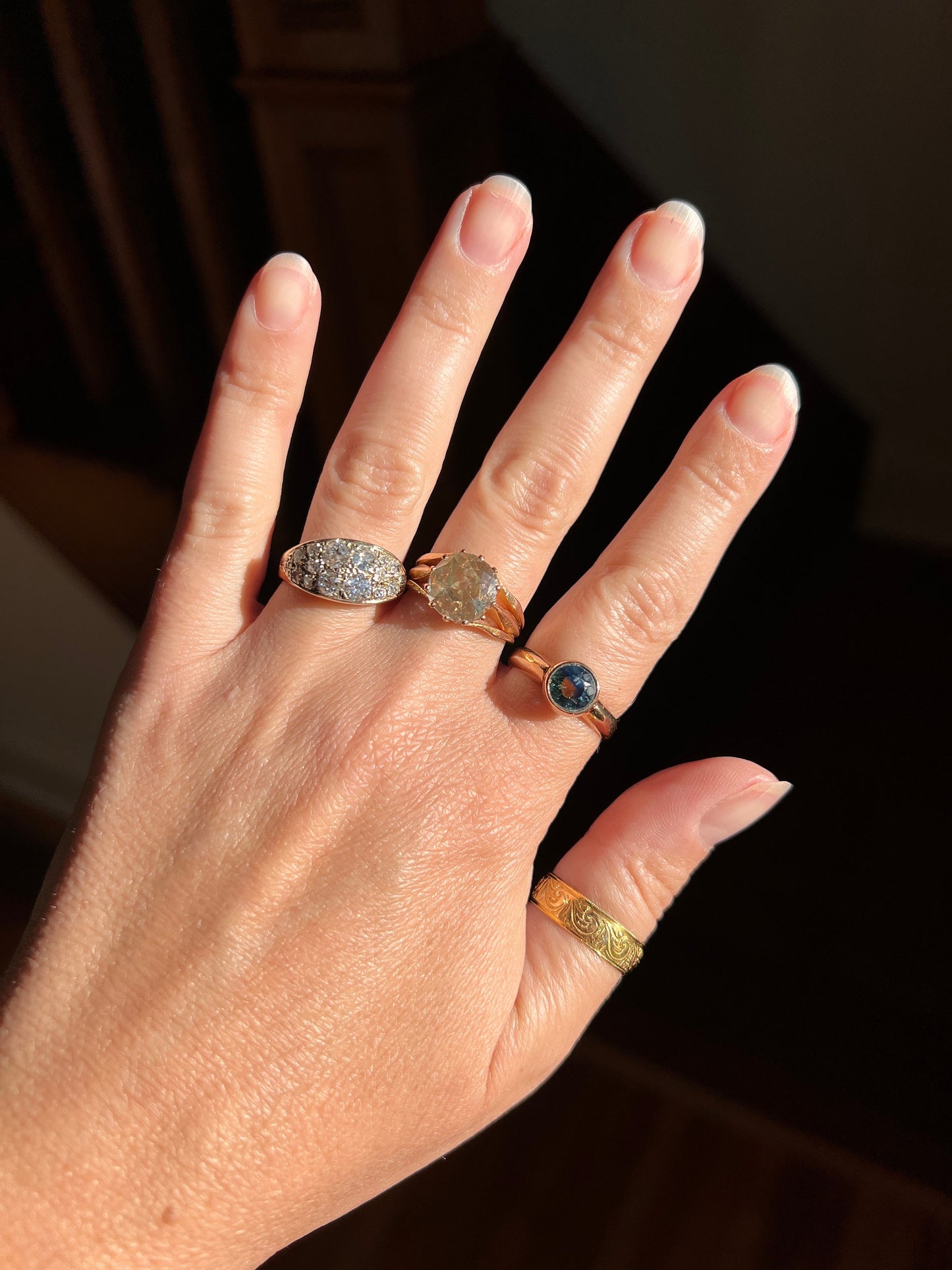 The 50/50 GREEN Half BLUE Natural Old Cut Sapphire Ring Victorian Antique 15k Rose Gold Ring Solitaire Alt Engagement Bi Color Gift OMC 14k