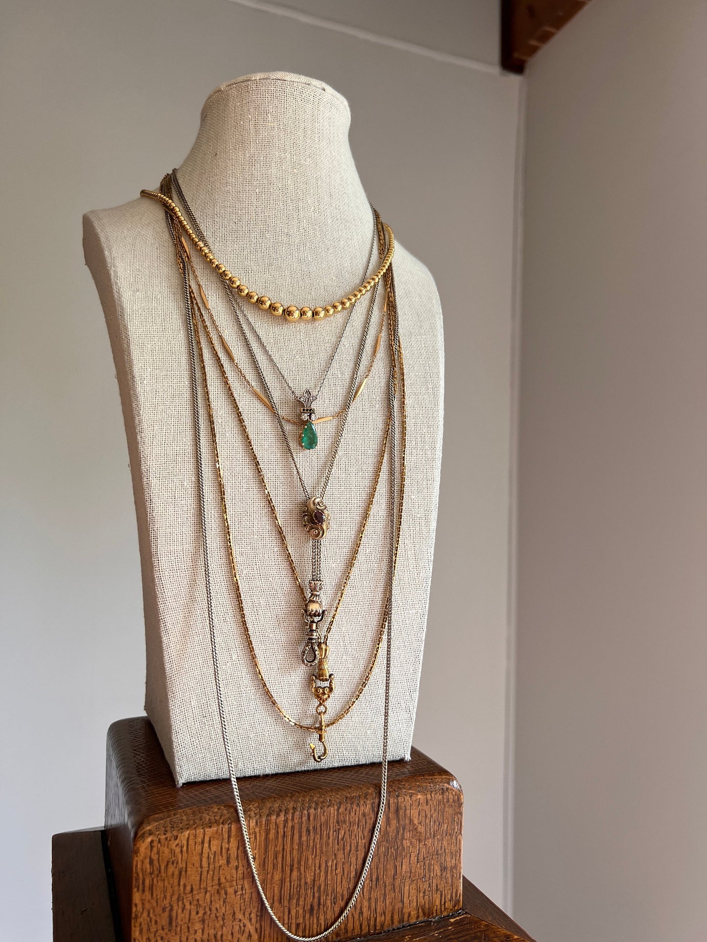 Faceted Bar Link Cable Alternating French ANTIQUE 5.6g 18k GOLD Solid 17.75" Dainty Layering Neckmess Neckstack Romantic Gift Warm Patina