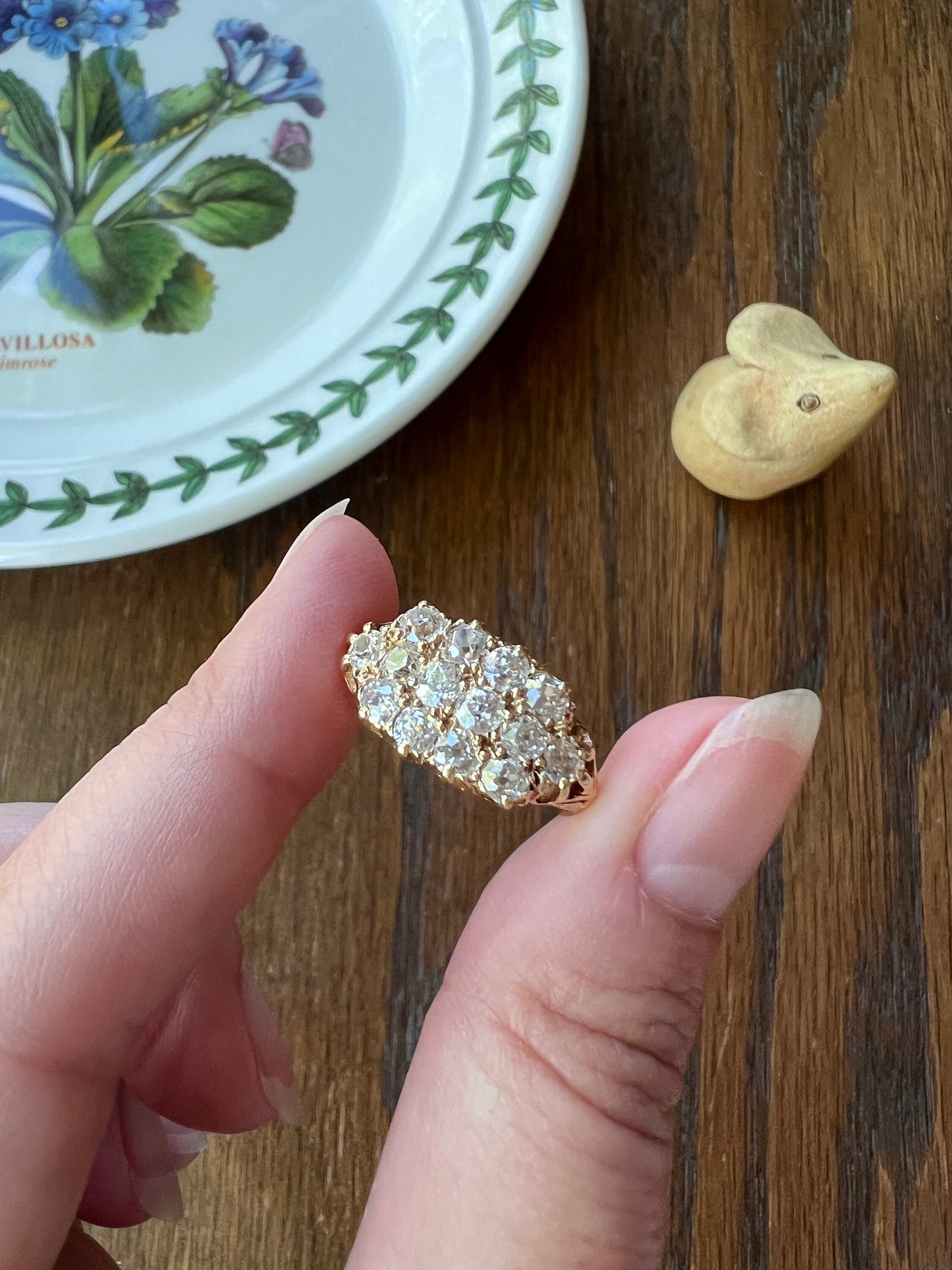 Victorian Antique 1.4 Carat Old Mine Cut DIAMOND Cobblestone GRID Cluster Ring 18k Gold Ring Stacker Band Romantic Gift 1.4ct OMC Geometric