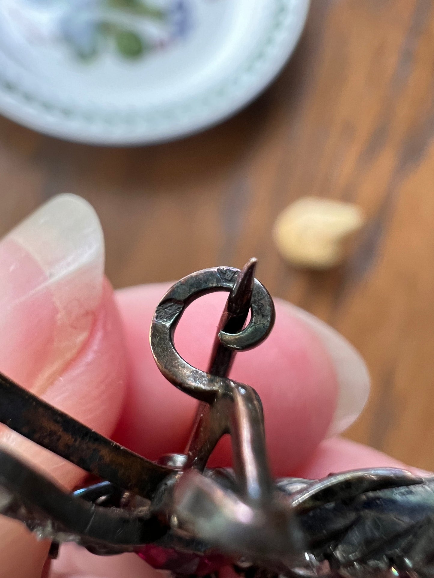 DRAGONFLY Big French Antique Victorian Figural Pin Pendant 1 Carat Rose Old Mine Cut DIAMOND Ruby 18k Gold Silver Figural Belle Epoque 1 Ctw