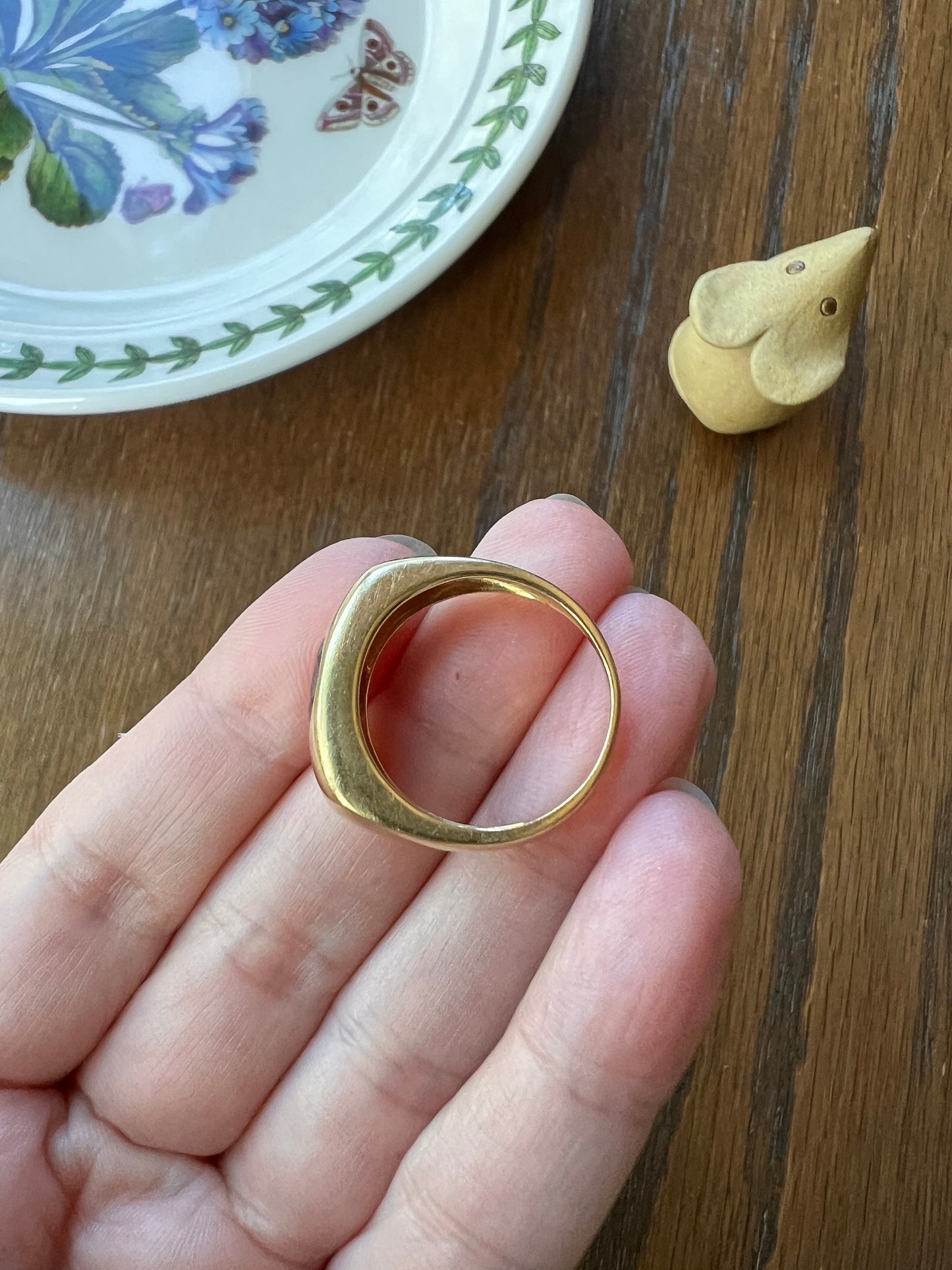 Chunky VINTAGE Purple GARNET Gypsy Ring 6.2g 18k Gold Solid Square Top Band Stacker Romantic Gift Geometric Tall Rectangular Unisex Man or