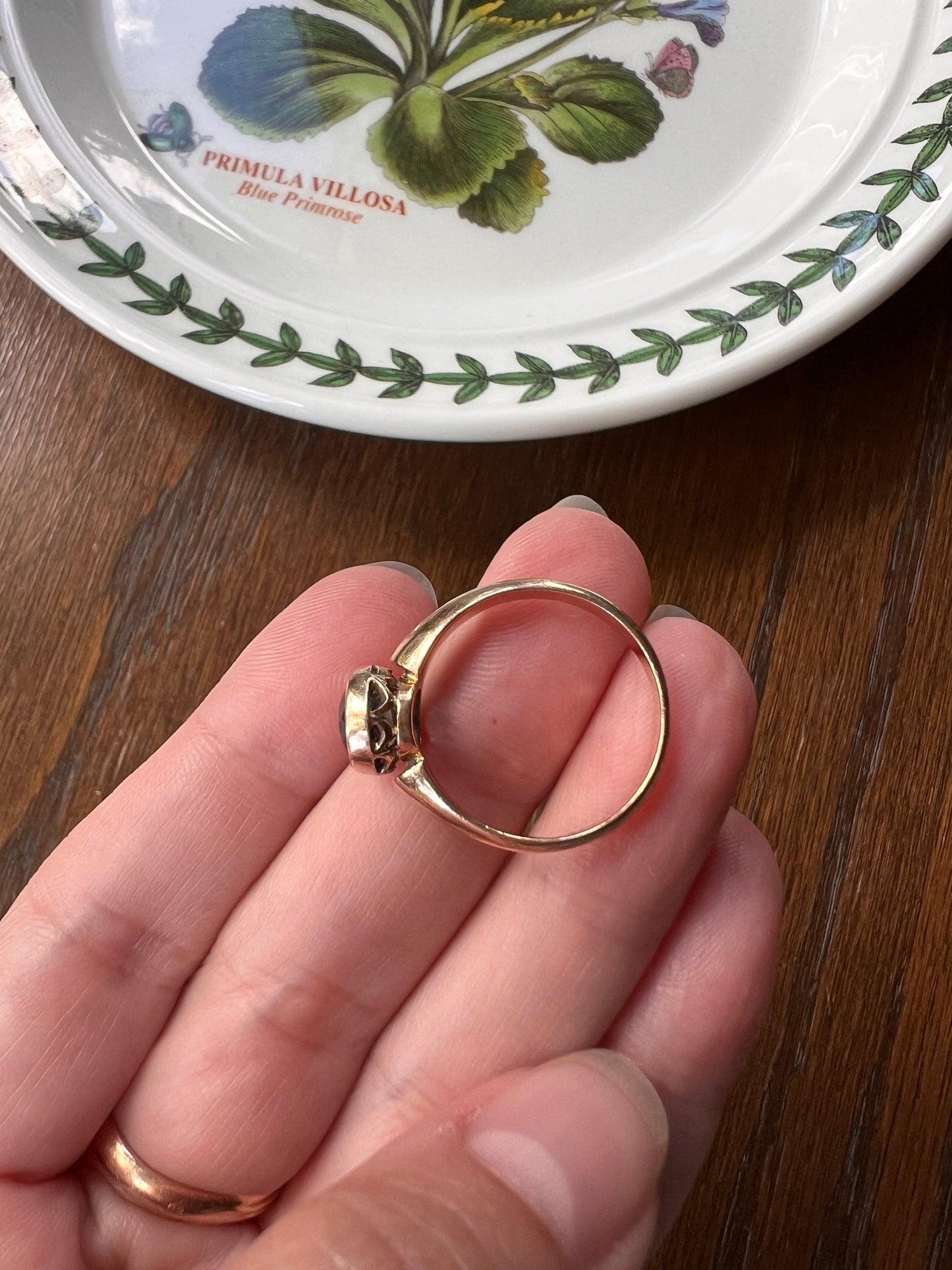 The 50/50 GREEN Half BLUE Natural Old Cut Sapphire Ring Victorian Antique 15k Rose Gold Ring Solitaire Alt Engagement Bi Color Gift OMC 14k