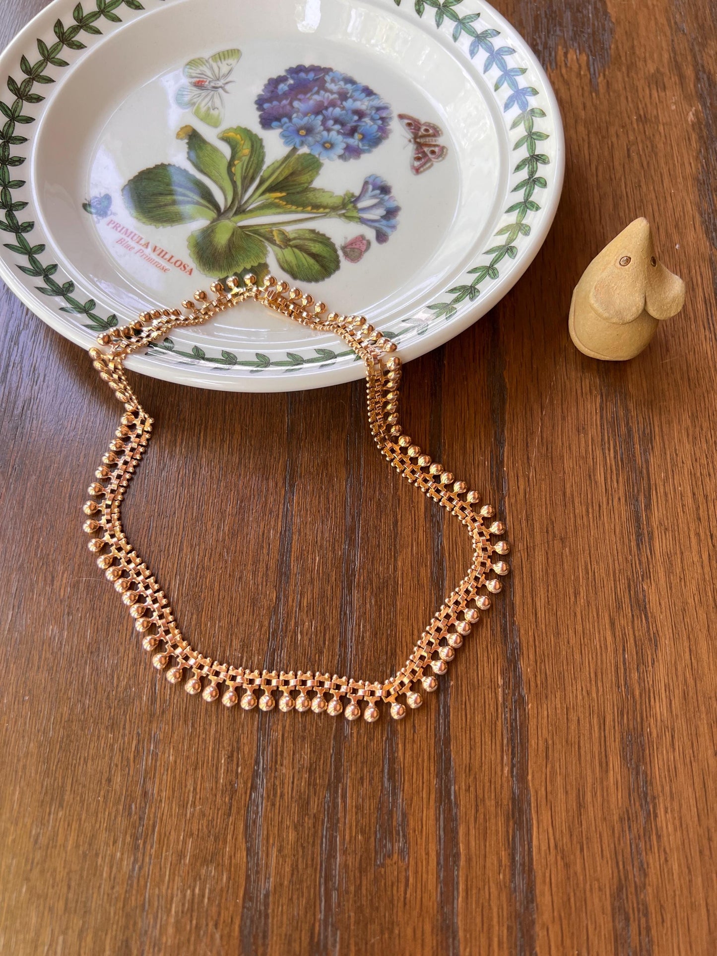 Ball RIVET Shimmering French Antique 22g 18k GOLD Bead Solid Rosy Book Chain Necklace 10m Wide 16" Neckmess Neckstack Victorian Era Hallmark