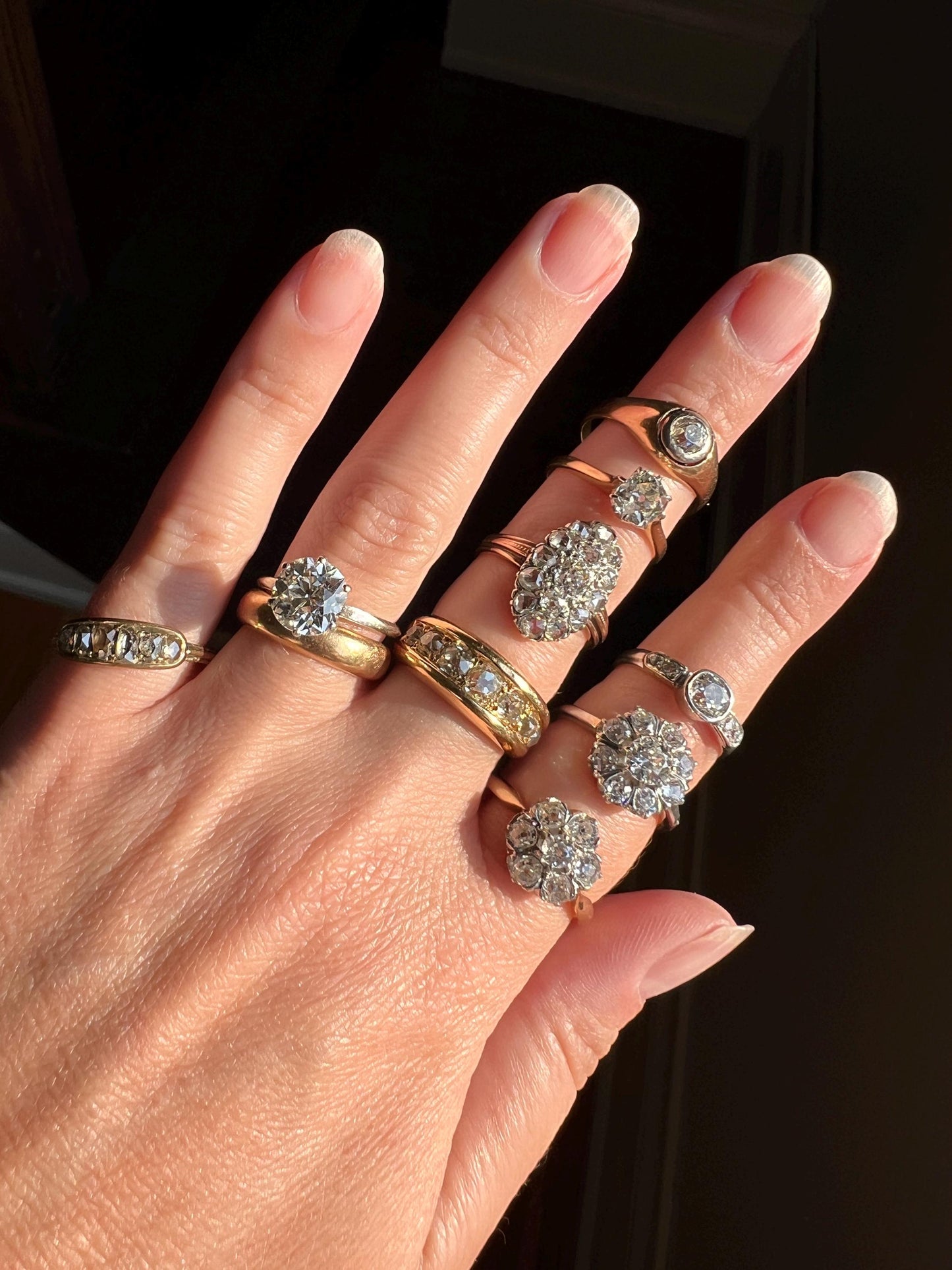 Victorian Antique Chunky 0.9 Carat Old Mine Cut DIAMOND Solitaire 18k Gold Ring Engagement Stacker Band Romantic Gift OMC Wedding .9Ctw
