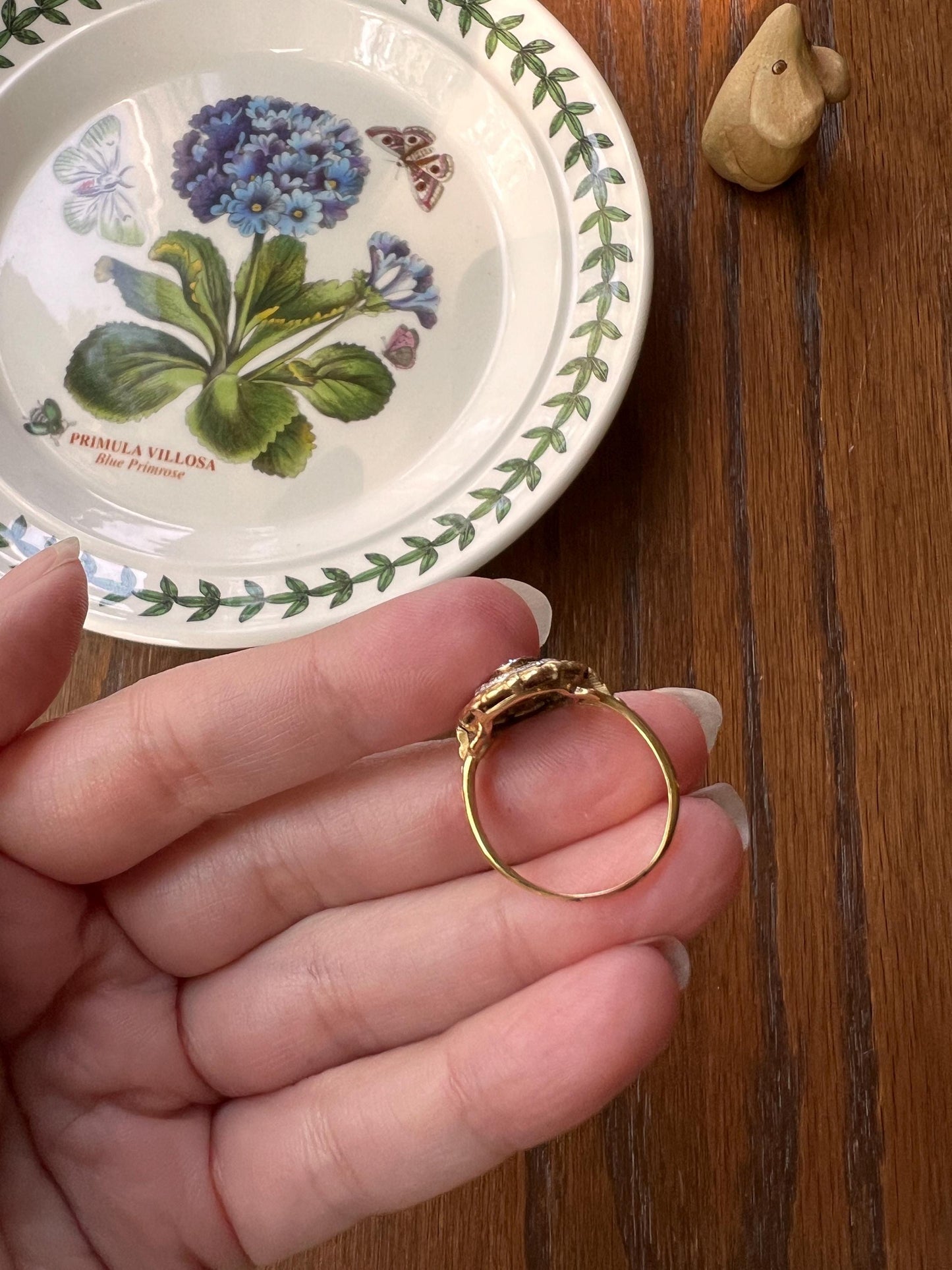 Unique .75 Carat Old European Cut DIAMOND Floral Garland French Antique 18k Gold Rose Cut Ring Forget Me Not Halo Belle Epoque Figural Gift