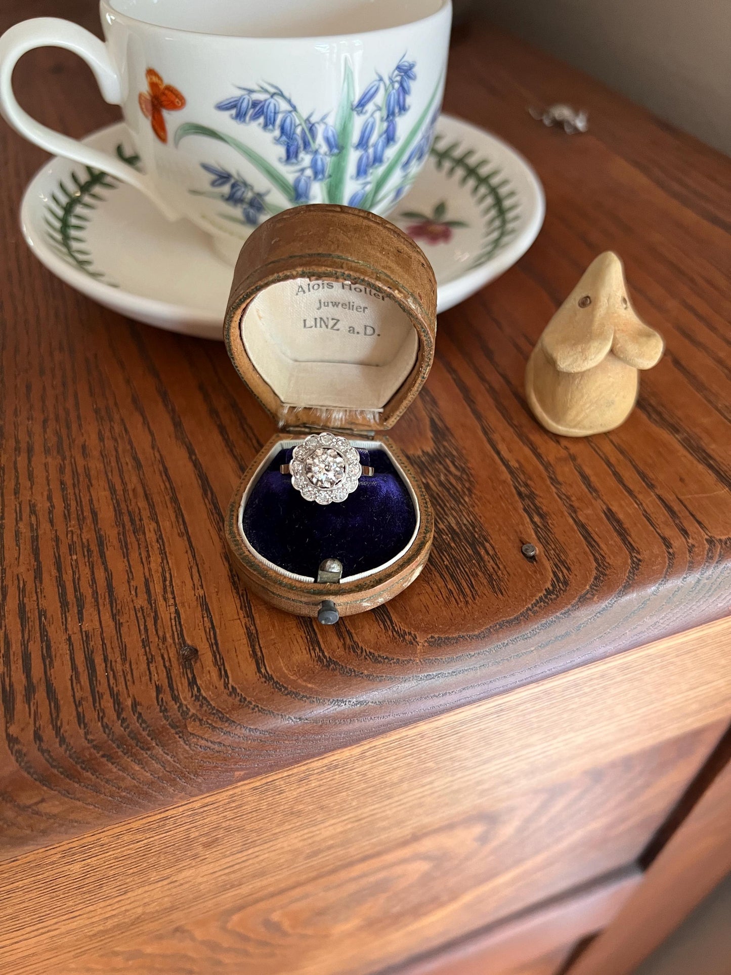 Antique Scalloped Daisy Cluster .7 Carat Diamond Halo Ring Transitional Old Single Cut French Art Deco PLATINUM 18k White Gold Romantic Gift