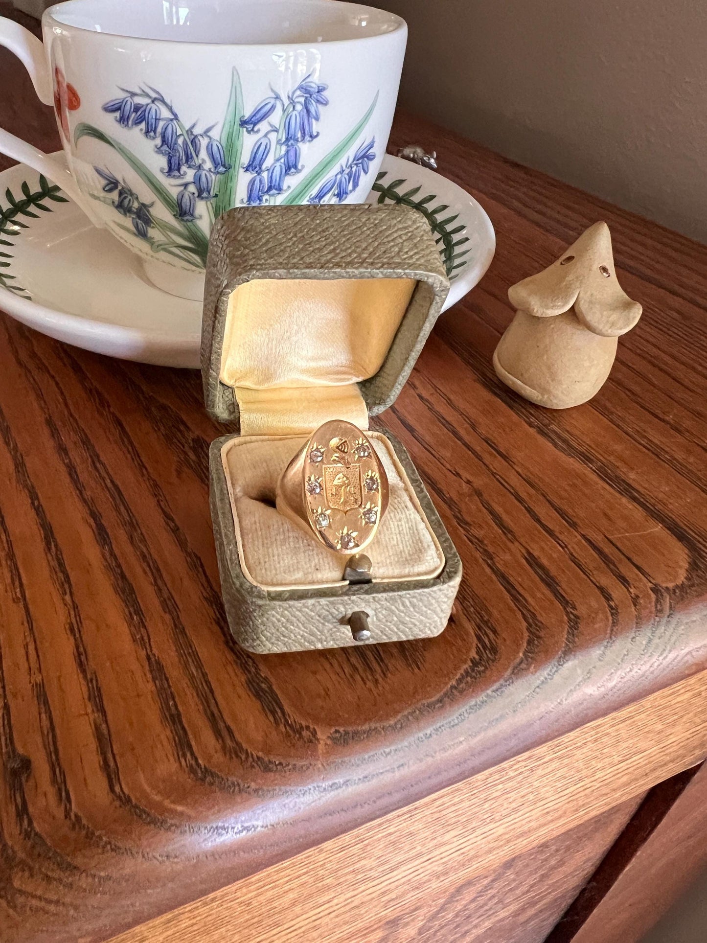 Old Mine Cut DIAMOND Starburst HEAVY French Antique Signet RING 13g 18k Gold Solid Helmet Coat of Arms Chunky Band Gift Victorian Unisex OmC