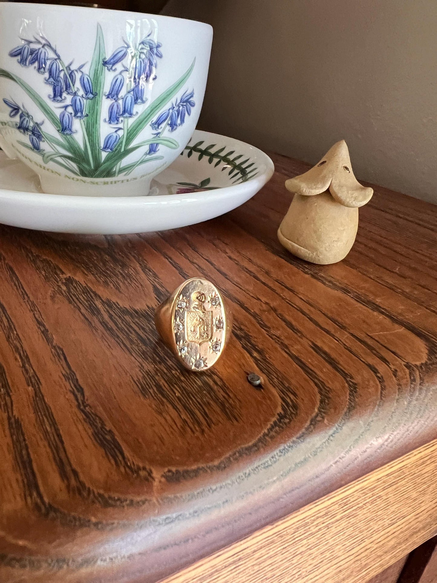 Old Mine Cut DIAMOND Starburst HEAVY French Antique Signet RING 13g 18k Gold Solid Helmet Coat of Arms Chunky Band Gift Victorian Unisex OmC
