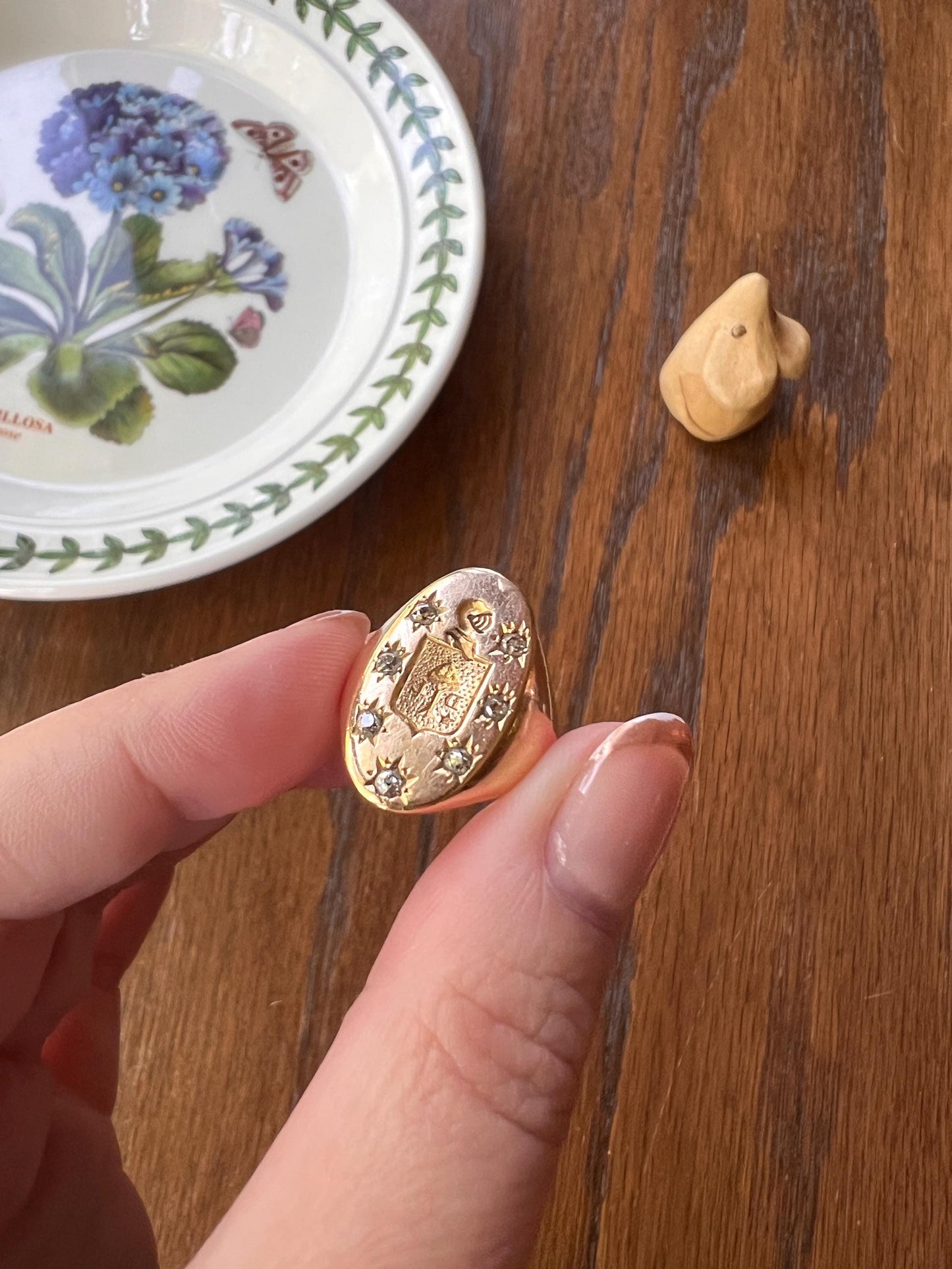 Old Mine Cut DIAMOND Starburst HEAVY French Antique Signet RING 13g 18k Gold Solid Helmet Coat of Arms Chunky Band Gift Victorian Unisex OmC