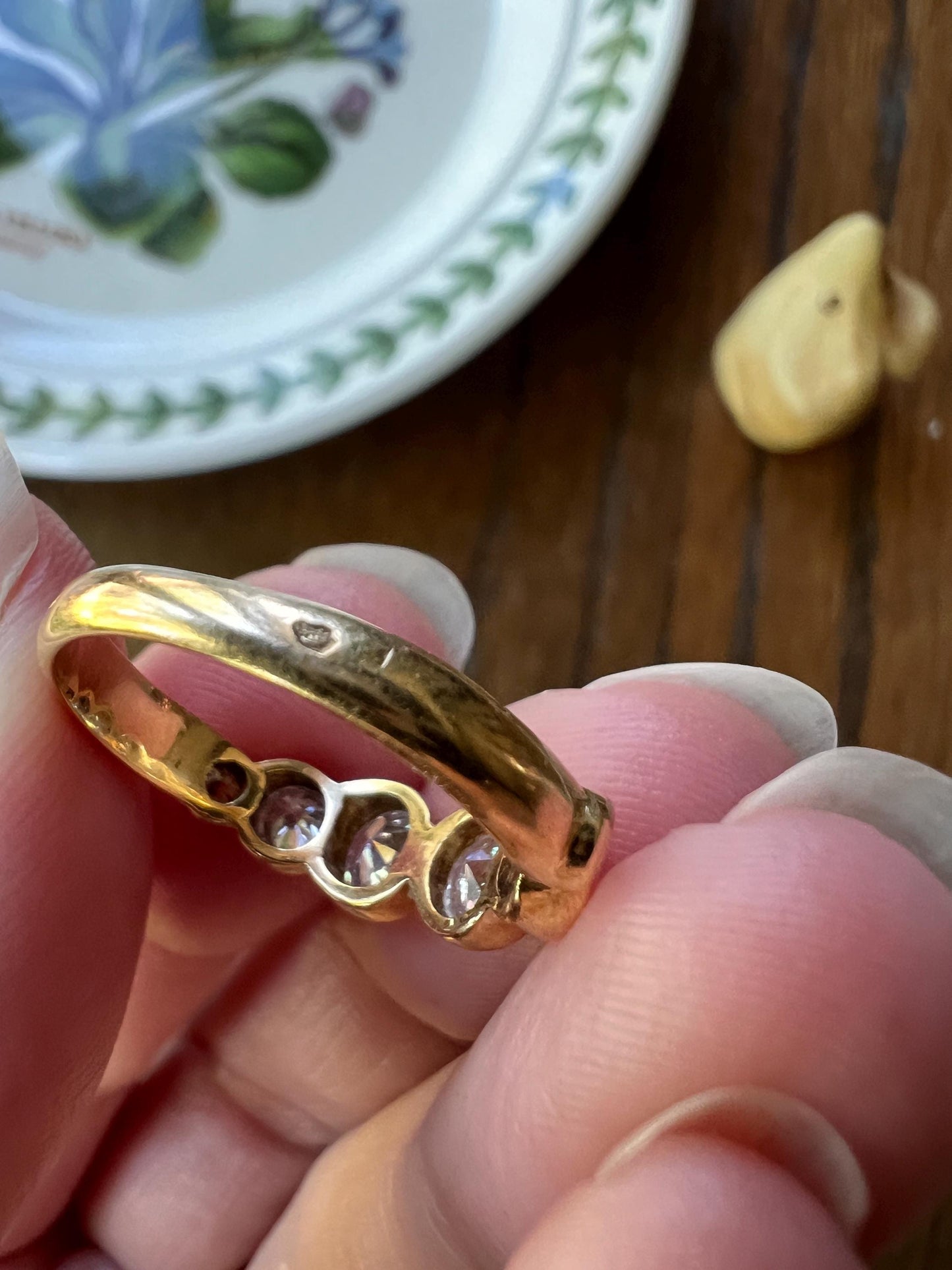 Unique SIX Stone .84 Carat Old European Transitional Cut DIAMOND Set Band Stacker Ring 18k Gold French Vintage Wedding OEC Circular Bezel