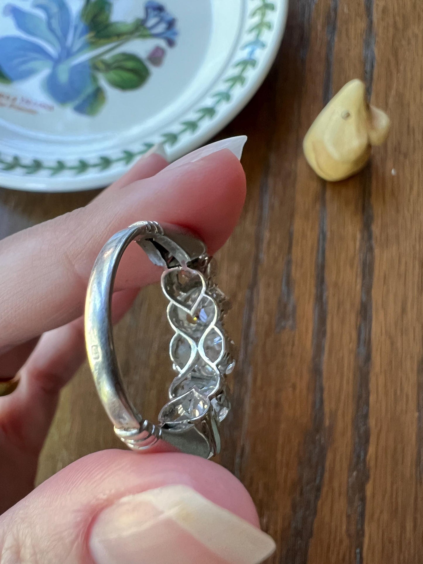 MEGA 2.8 Carat Five Stone Transitional Old Mine Cut DIAMOND Platinum Ring French Vintage Band Tall Chunky Stacker Art Deco Wedding OMC OeC