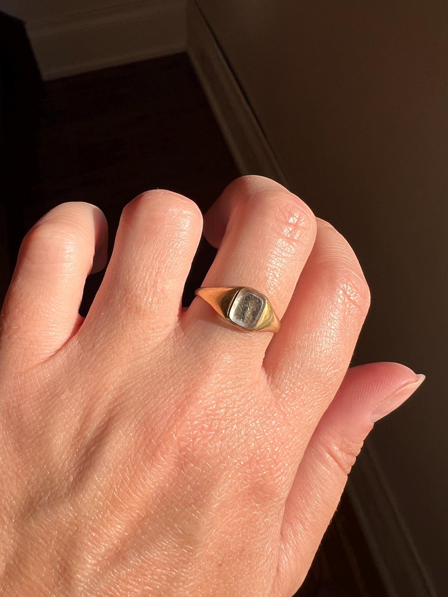 LOCKET Back Ring 18k Gold Quartz Rock Crystal Beveled Frame French Antique Georgian OPENS Hinged Compartment Band Romantic Gift Love Token