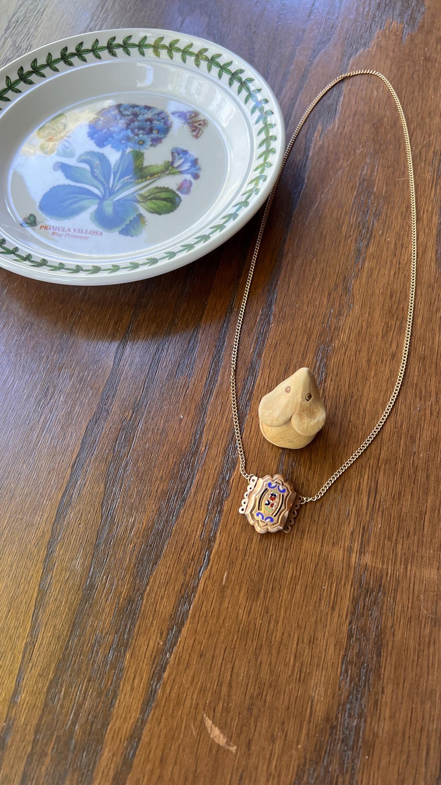 FLORAL Antique VICTORIAN Large French Clasp Pendant Panel 18k Gold Solid Enamel Pansy Necklace Bracelet Extender for Multistrand Neckmess