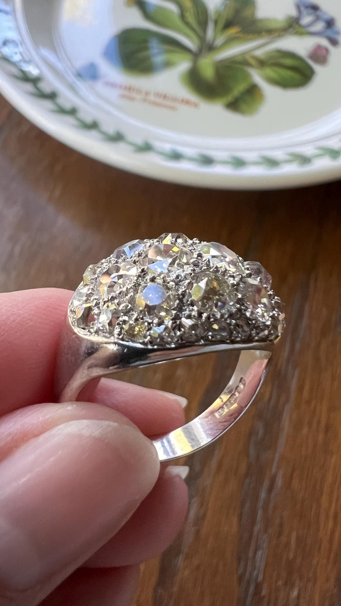 DOMED Vintage Pave 2.75 Carat Antique Old Mine Cut DIAMOND Cobblestone Encrusted Cluster Ring Romantic Gift 2.7ctw OmC Geometric Chunky Oval