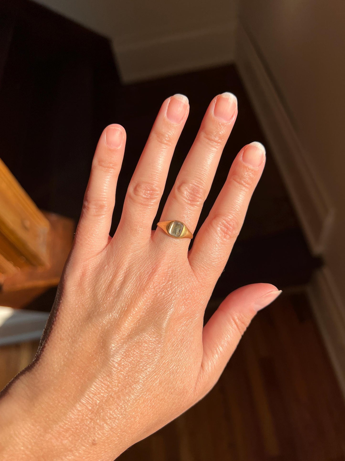 LOCKET Back Ring 18k Gold Quartz Rock Crystal Beveled Frame French Antique Georgian OPENS Hinged Compartment Band Romantic Gift Love Token