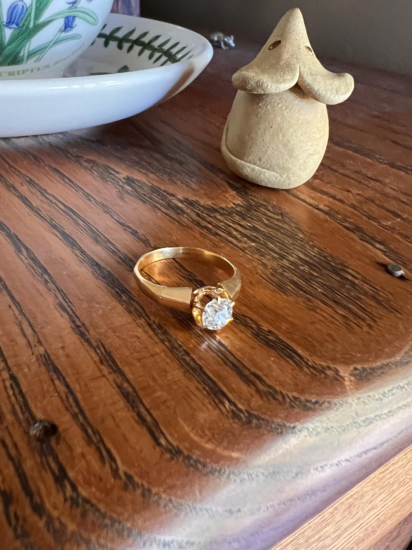 BEVELED Antique Eye Clean .6 Carat FIERY Old Mine Cut DIAMOND Solitaire Ring 18k Gold Engagement Romantic Gift Stacker OmC Geometric