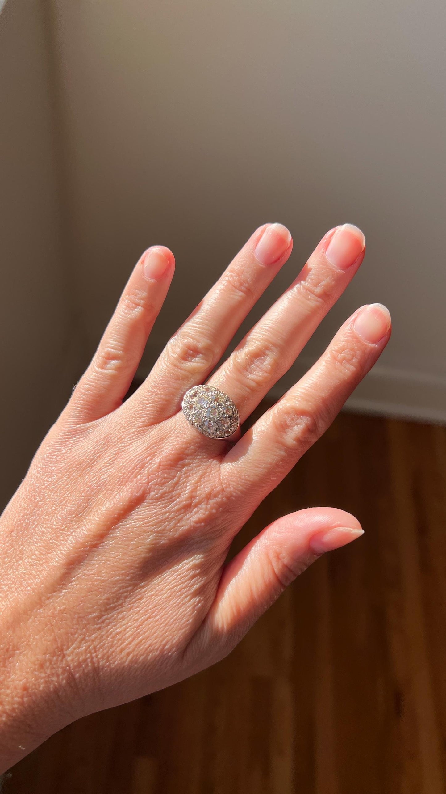 DOMED Vintage Pave 2.75 Carat Antique Old Mine Cut DIAMOND Cobblestone Encrusted Cluster Ring Romantic Gift 2.7ctw OmC Geometric Chunky Oval