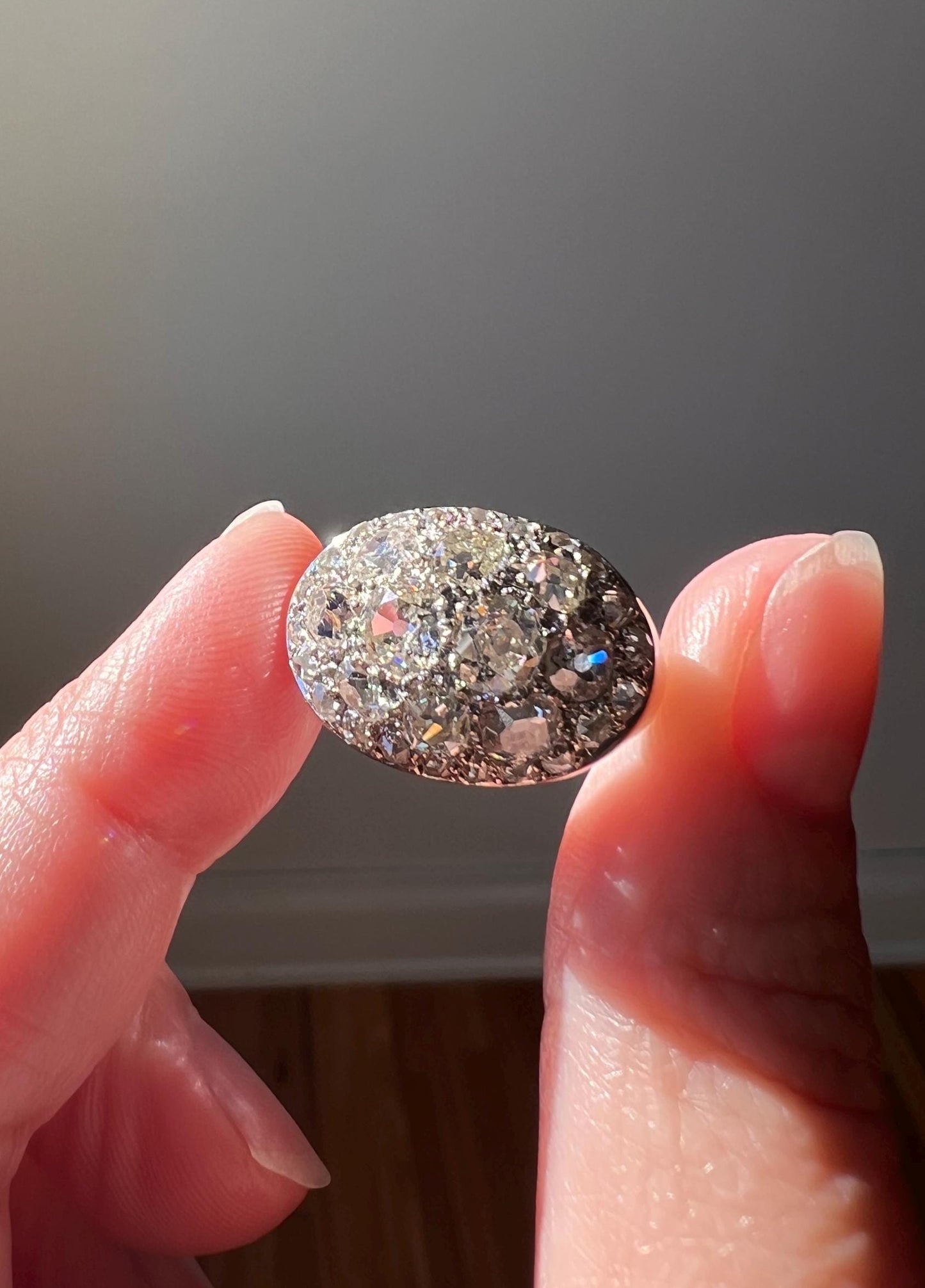 DOMED Vintage Pave 2.75 Carat Antique Old Mine Cut DIAMOND Cobblestone Encrusted Cluster Ring Romantic Gift 2.7ctw OmC Geometric Chunky Oval
