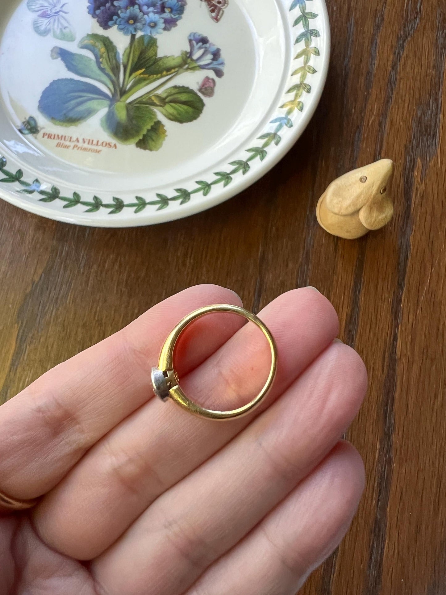 Vintage .6 Carat Antique Old Mine Cut DIAMOND Bezel Set Ring Stacker Band 18k Gold Solitaire Geometric Engagement Romantic Gift .6Ctw OmC