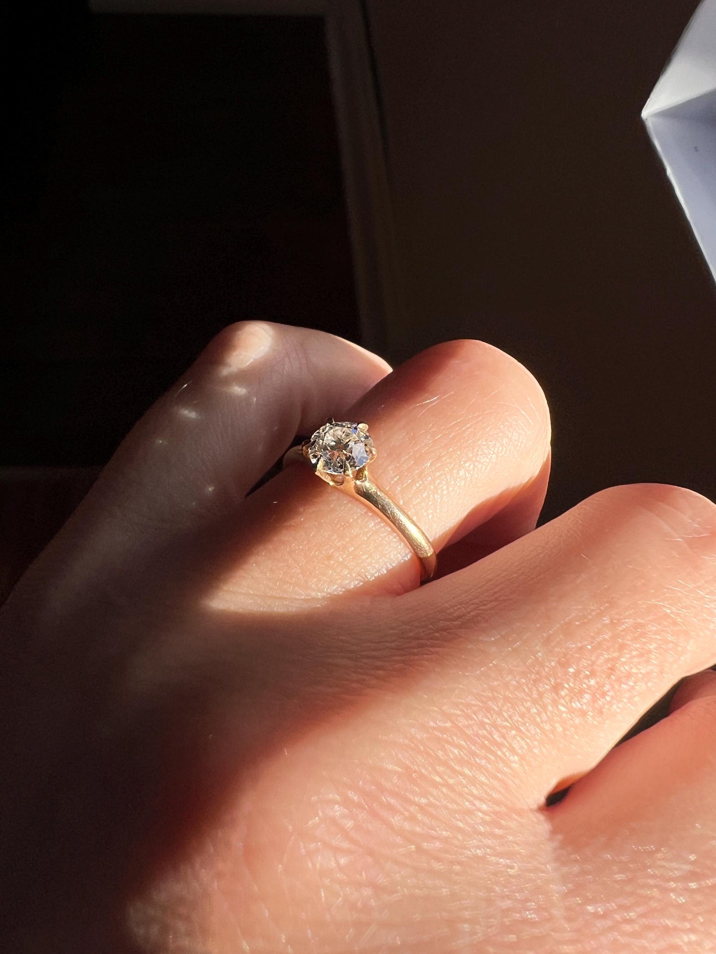 DATED 1906 Antique Eye Clean .65 Carat FIERY Old Mine Cut DIAMOND Solitaire Ring 18k Gold Engagement Romantic Gift Stacker OmC February